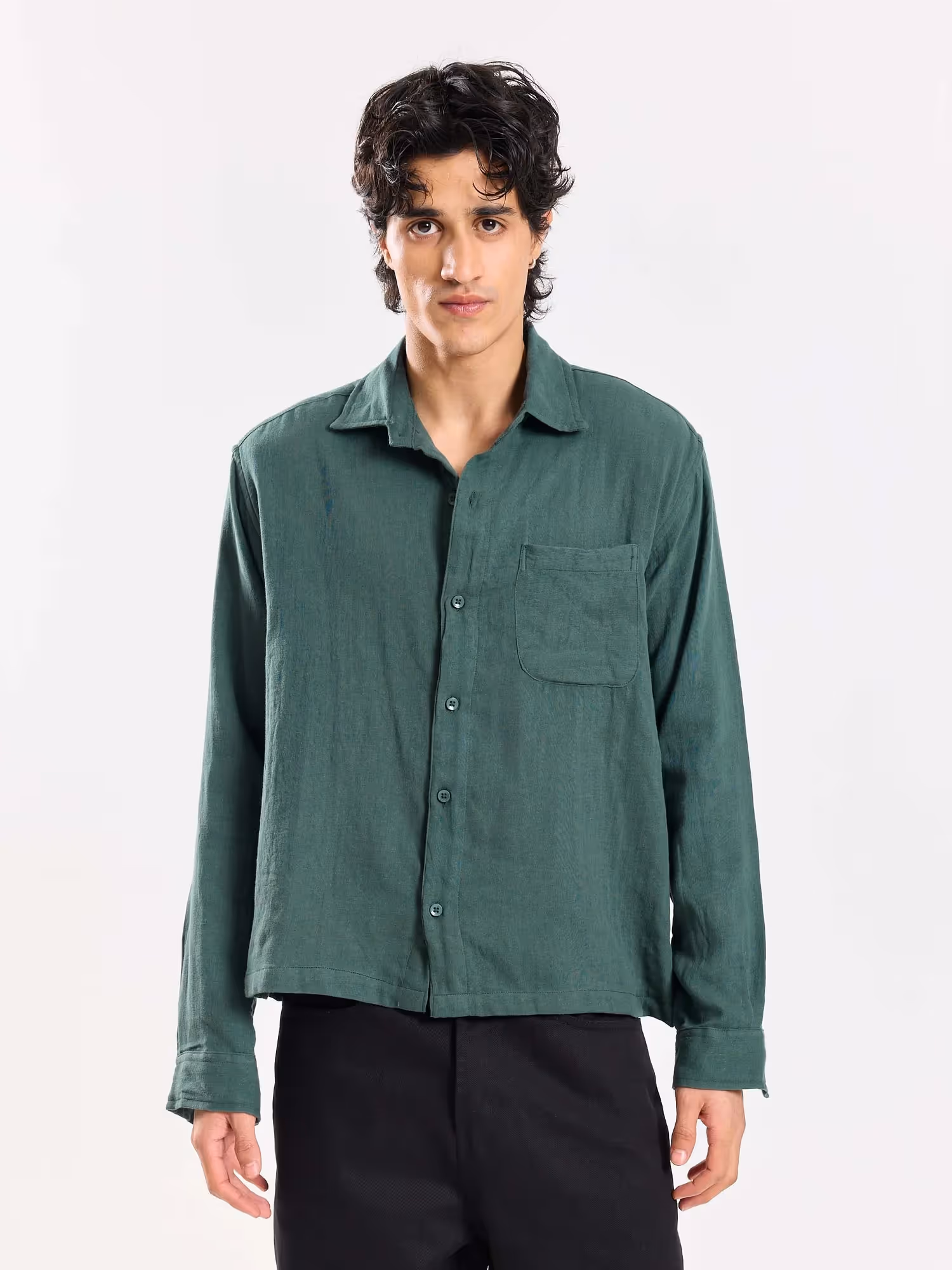 Teal Green Gauze Holiday Shirt image 2