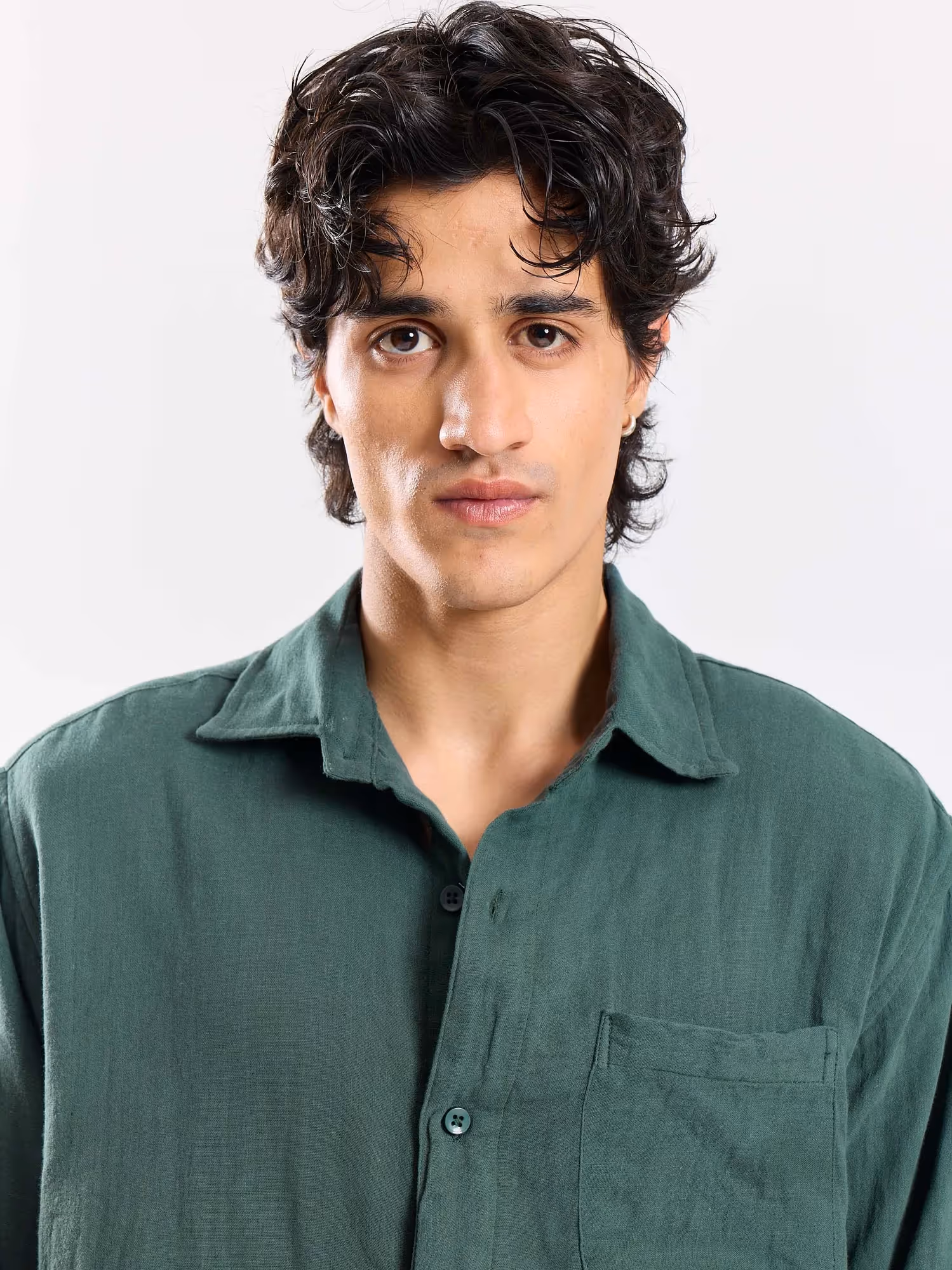 Teal Green Gauze Holiday Shirt image 3