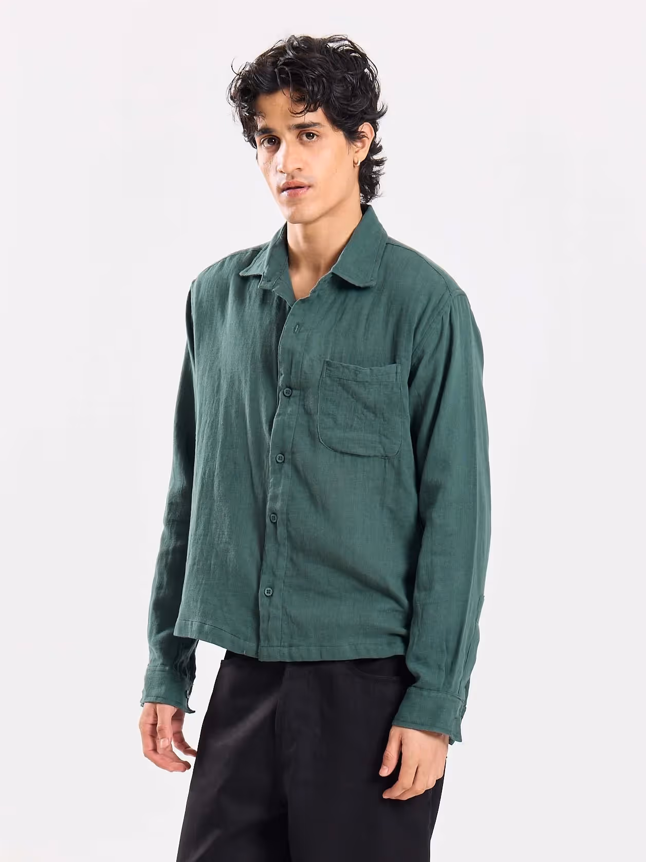 Teal Green Gauze Holiday Shirt image 4