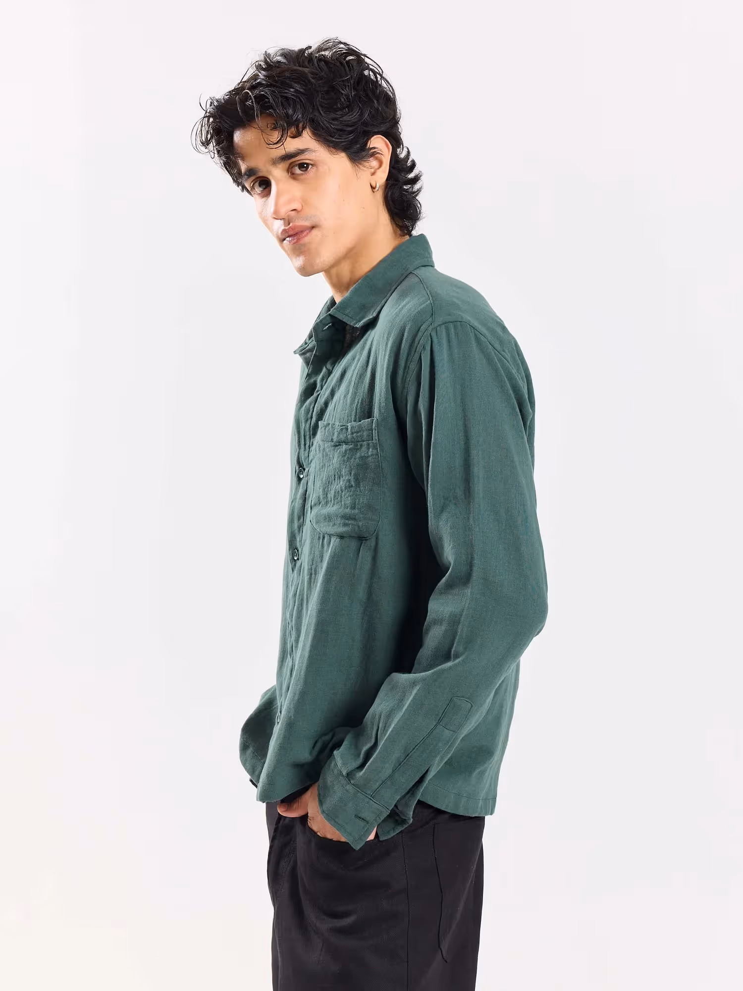 Teal Green Gauze Holiday Shirt image 5