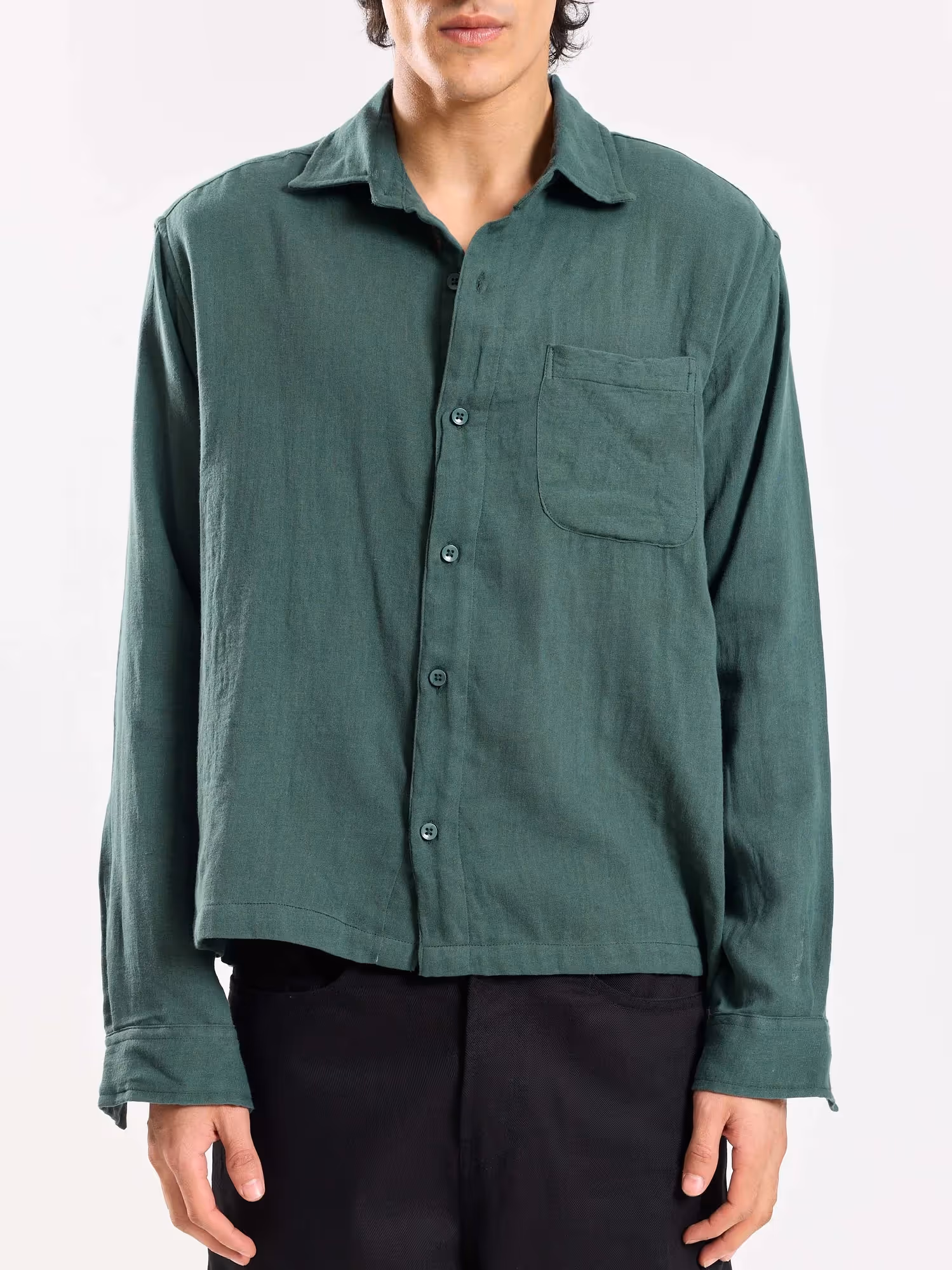 Teal Green Gauze Holiday Shirt image 6