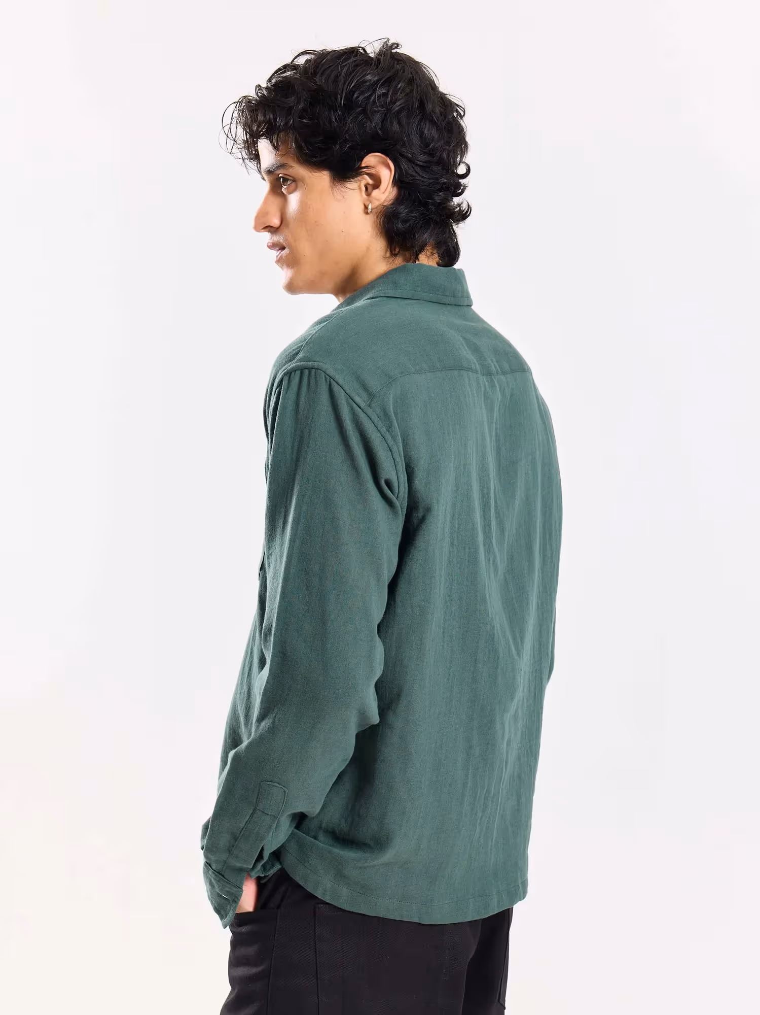 Teal Green Gauze Holiday Shirt image 7