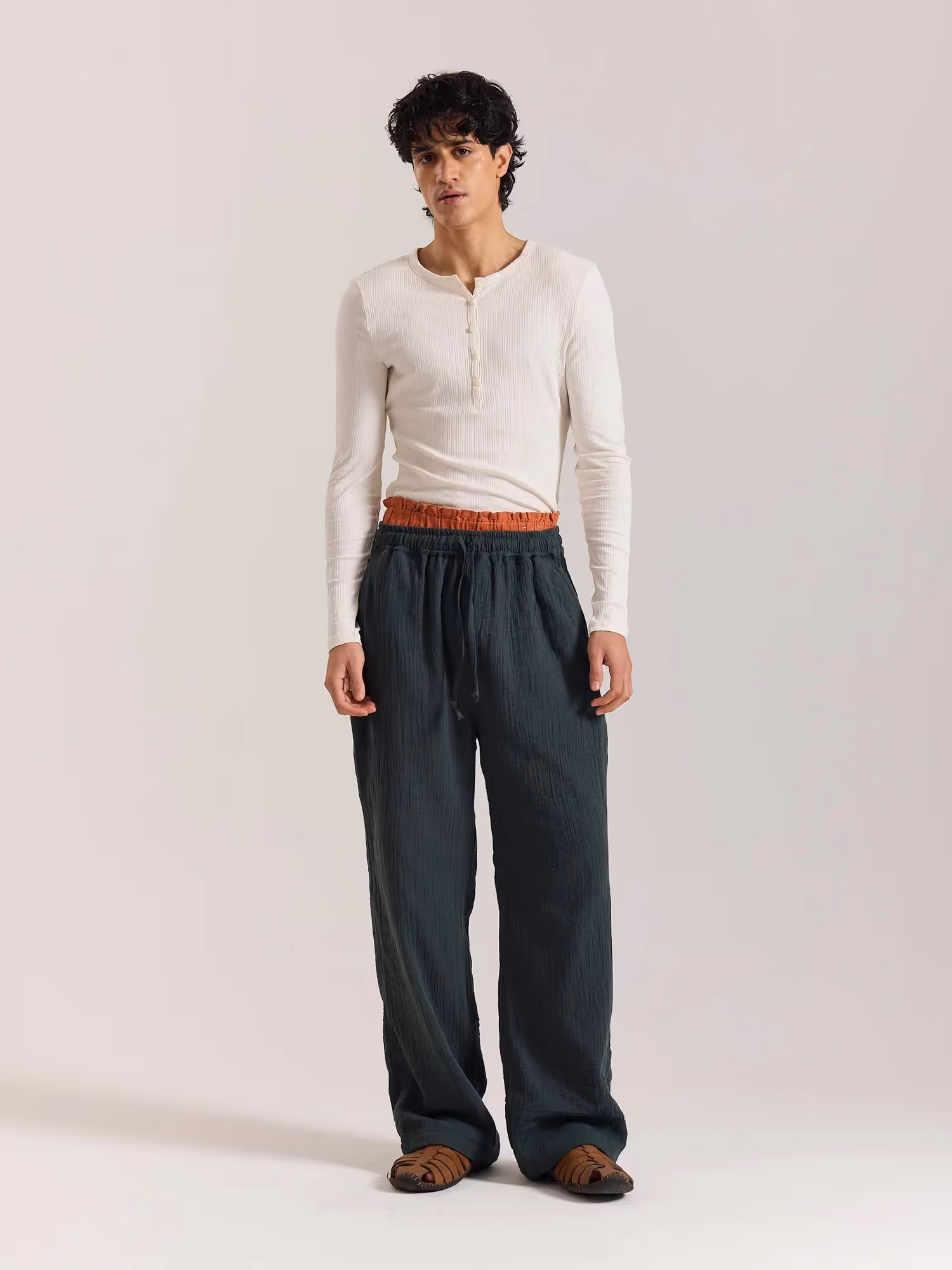 Teal Green Gauze Pull-on Pants image 1
