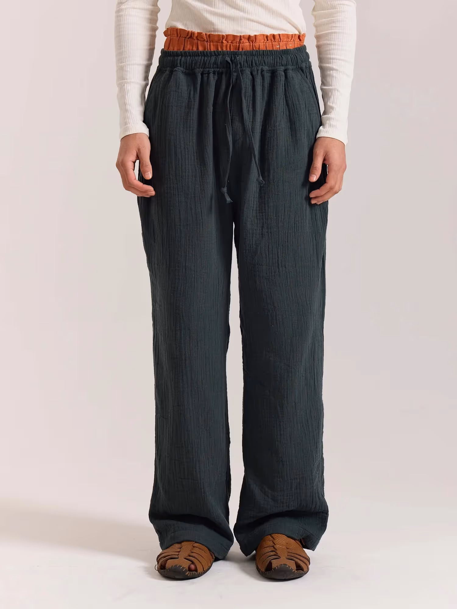 Teal Green Gauze Pull-on Pants image 2