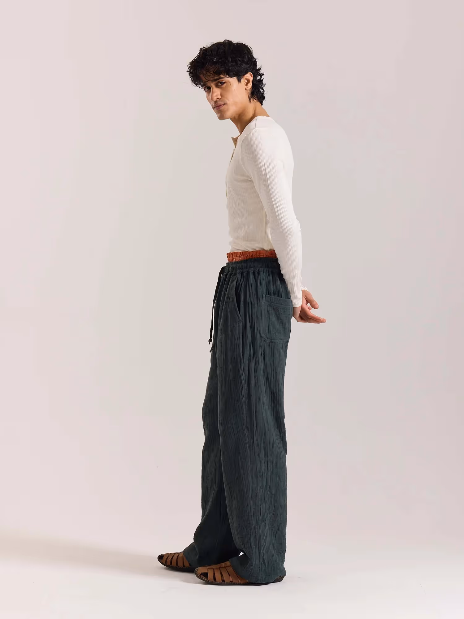 Teal Green Gauze Pull-on Pants image 5