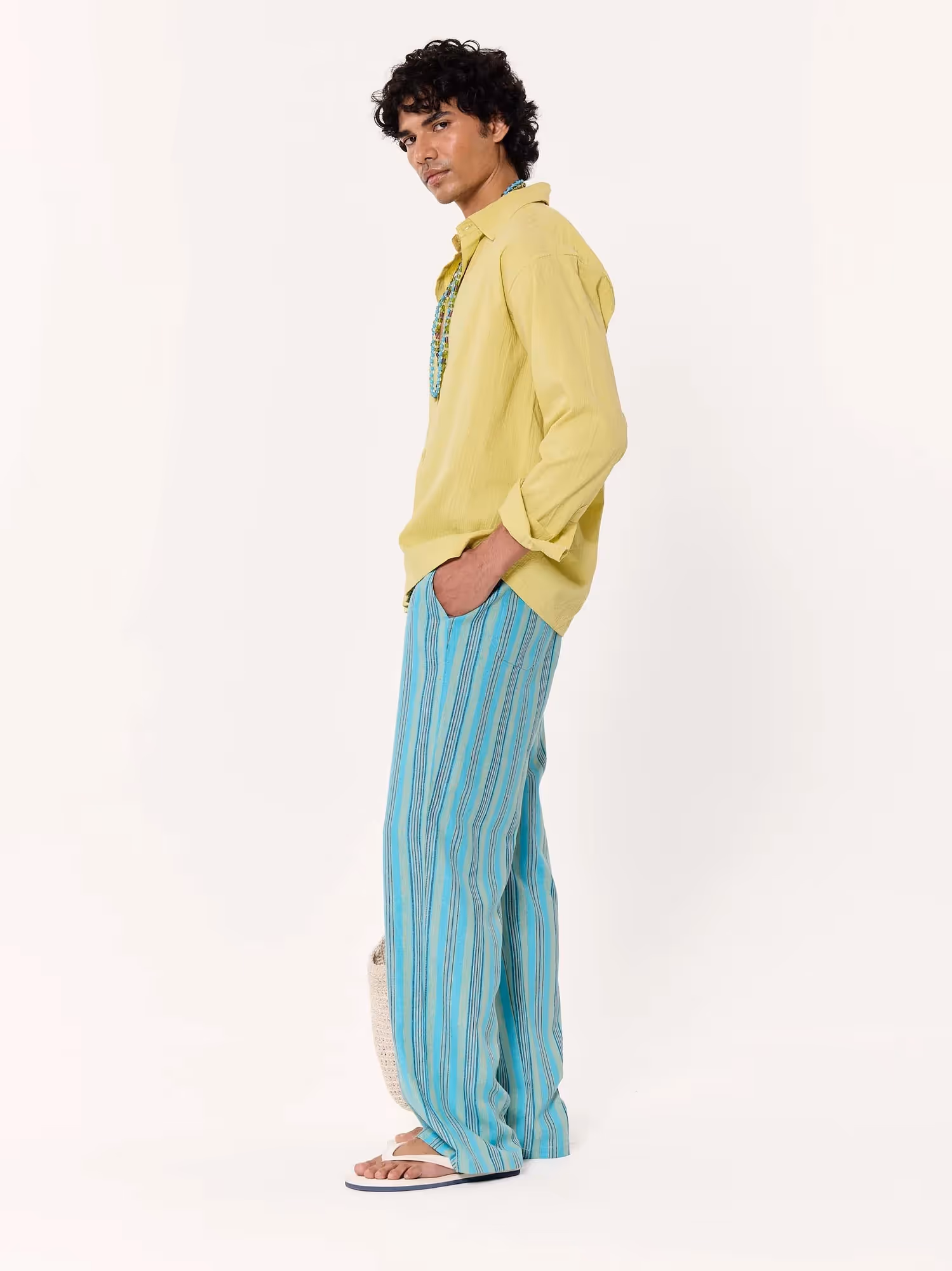 Turquoise Striped Pull-on Pants  image 5