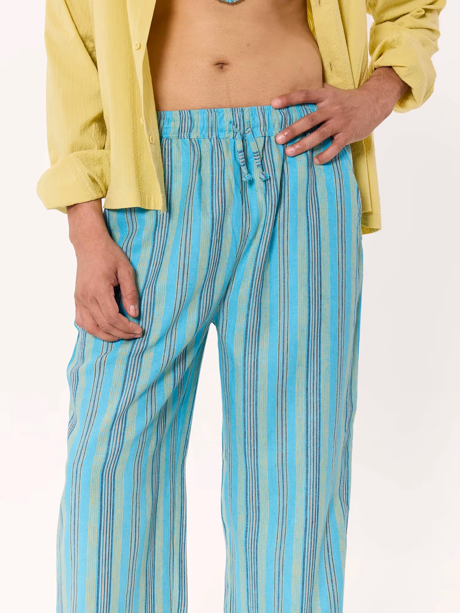 Turquoise Striped Pull-on Pants  image 8