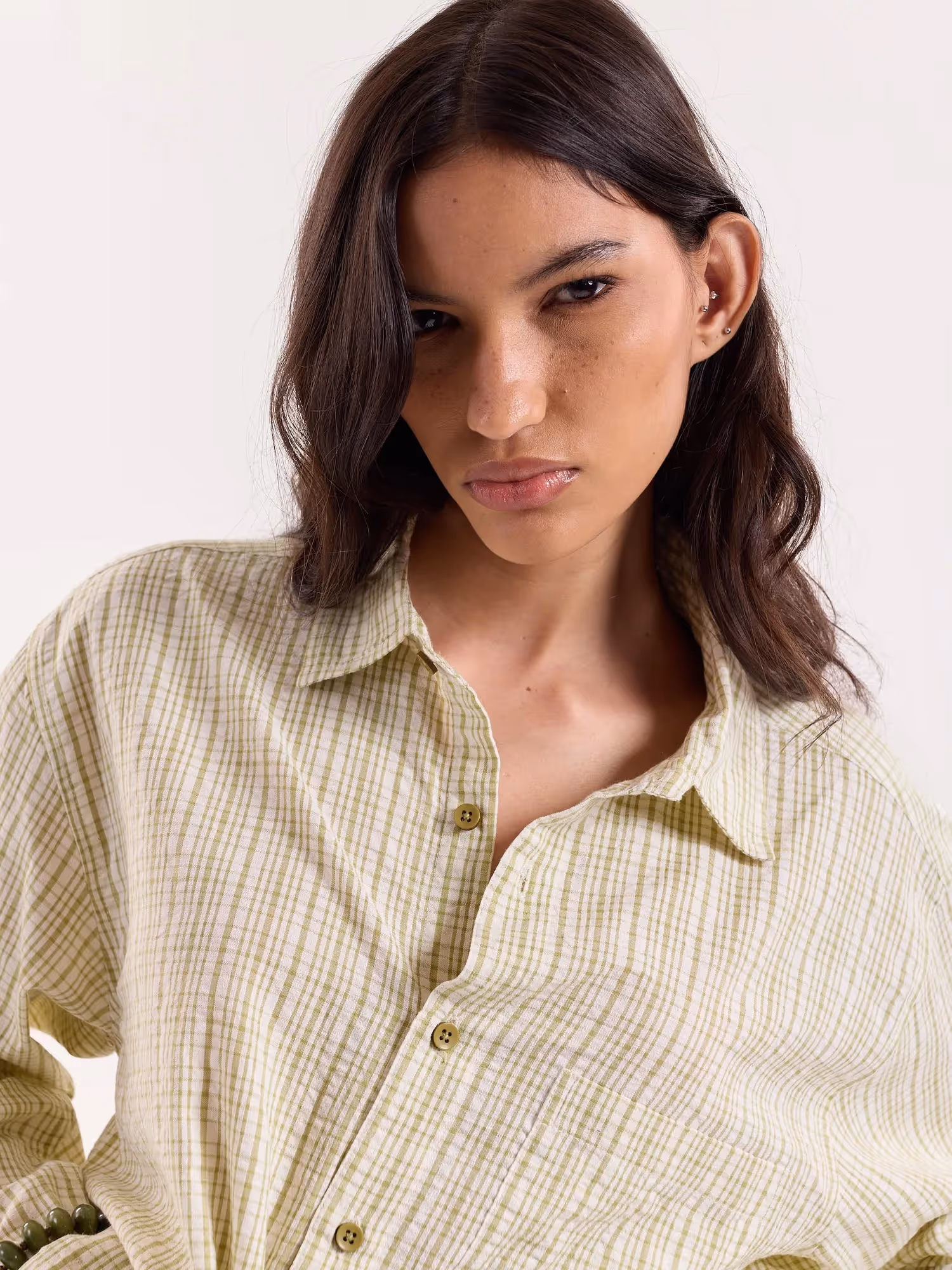 Vanilla Matcha Checkered Cropped Shirt  image 8