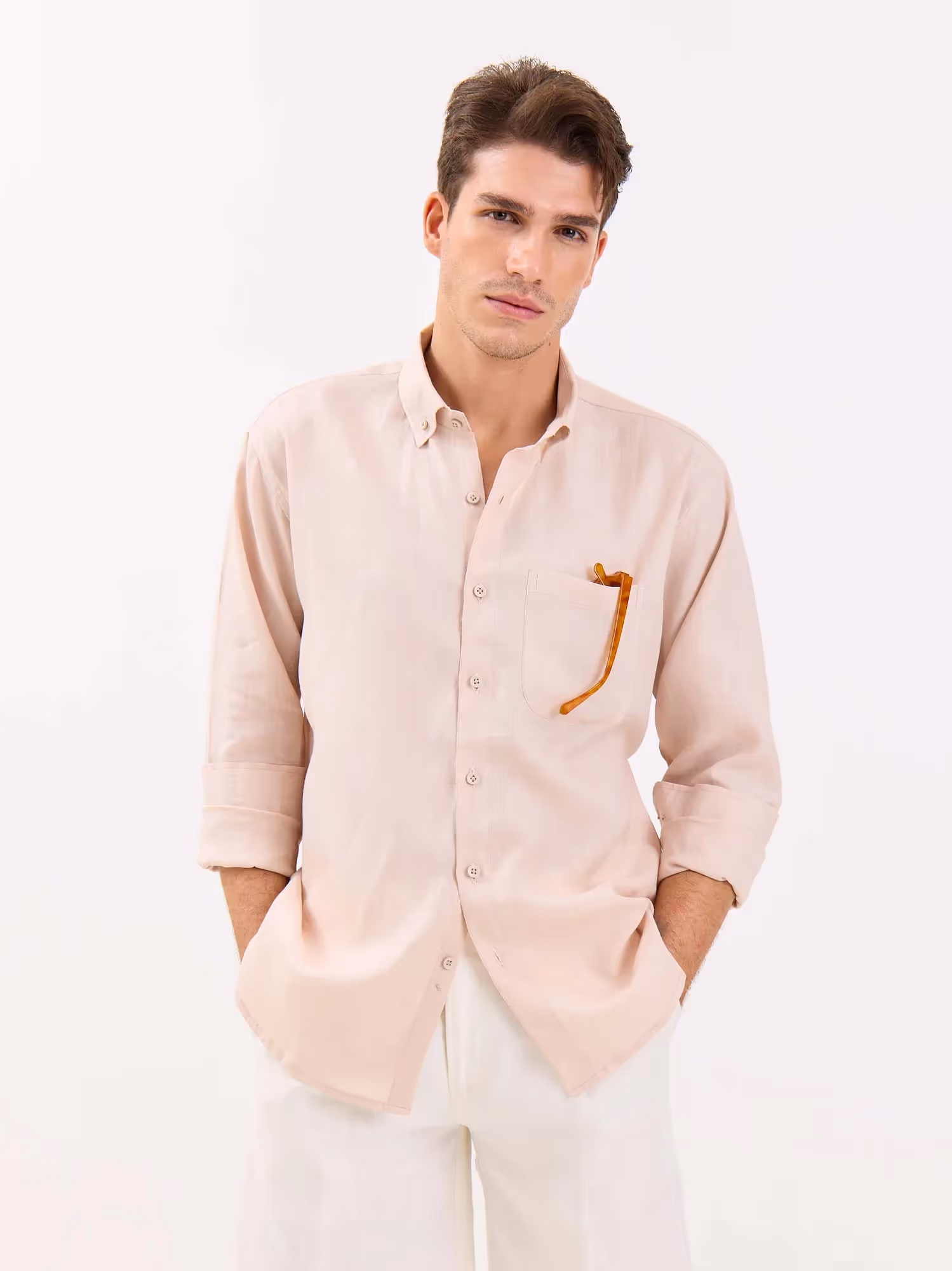 Very Light Pink Irish Linen Shirt image 2