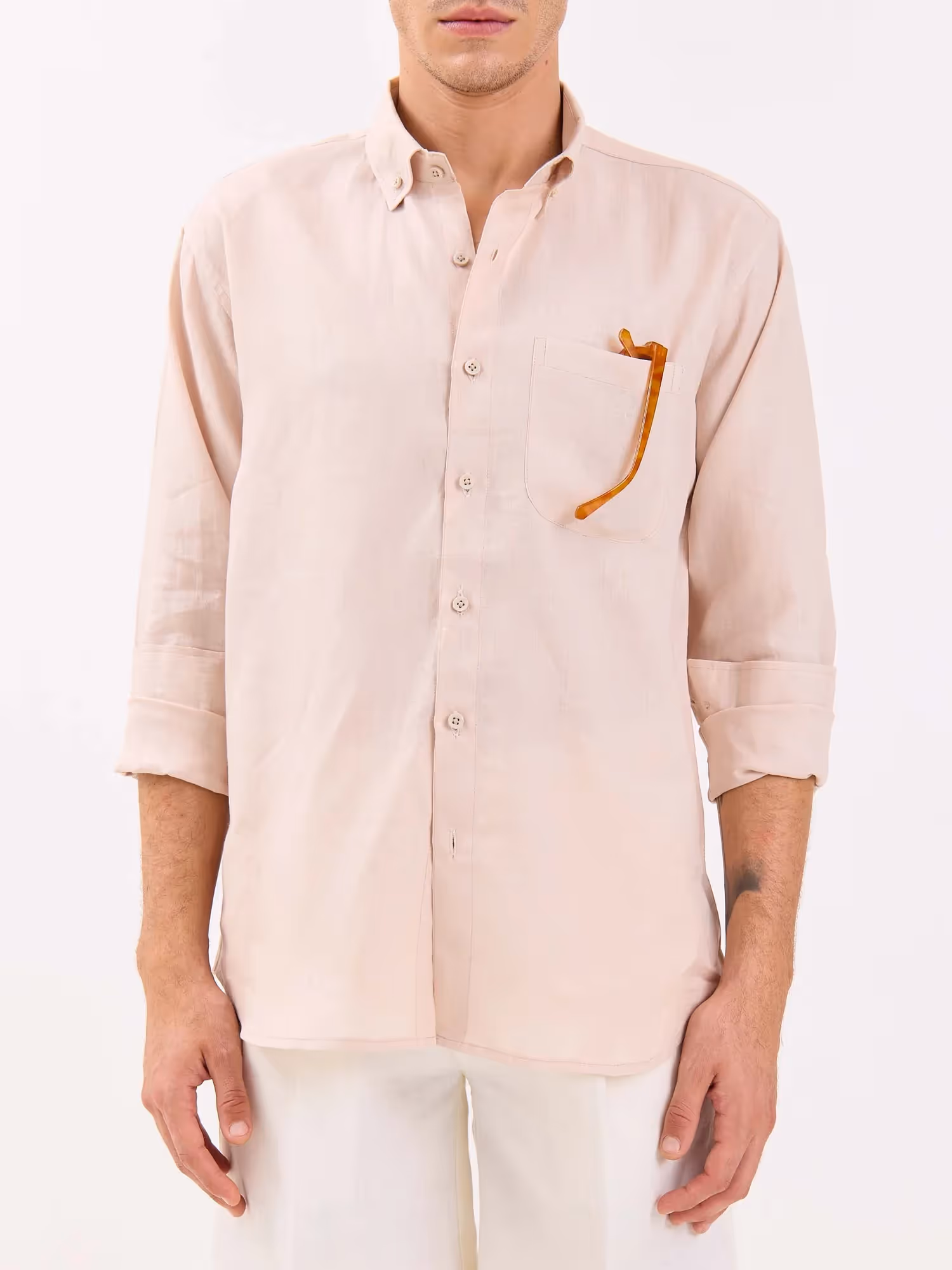 Very Light Pink Irish Linen Shirt image 3
