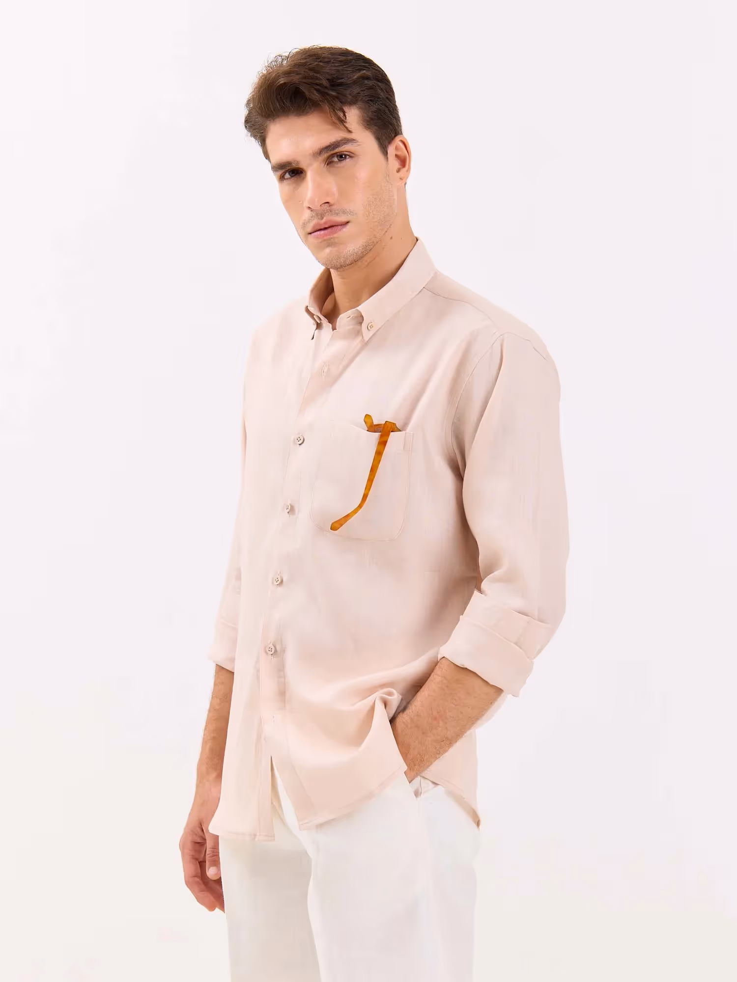 Very Light Pink Irish Linen Shirt image 6