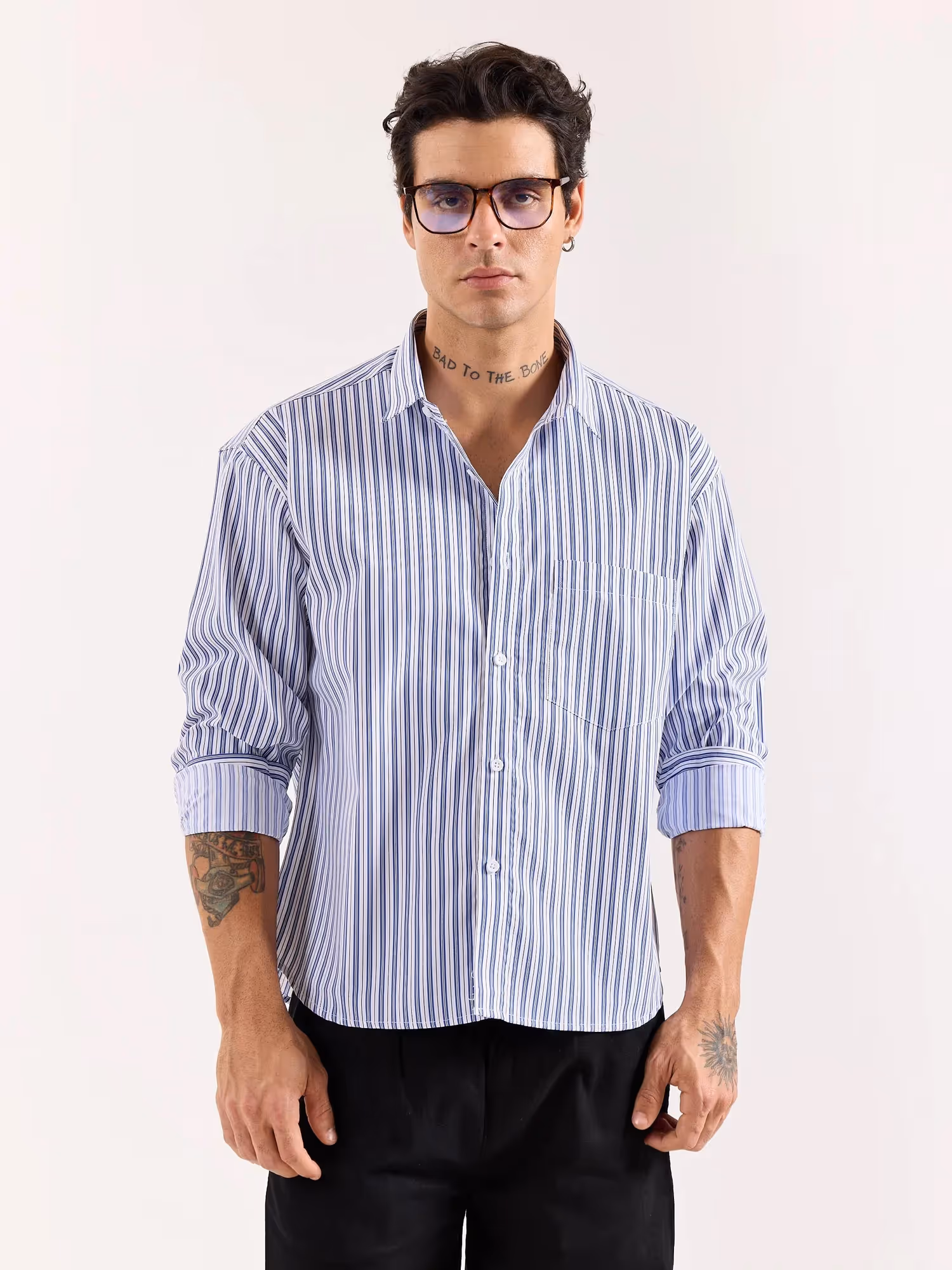 White & Blue Striped Poplin Oversized Shirt image 3