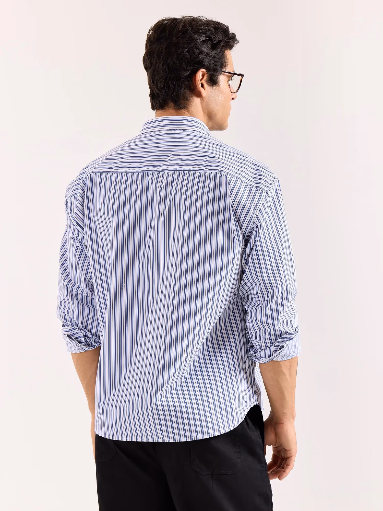 White & Blue Striped Poplin Oversized Shirt image 8