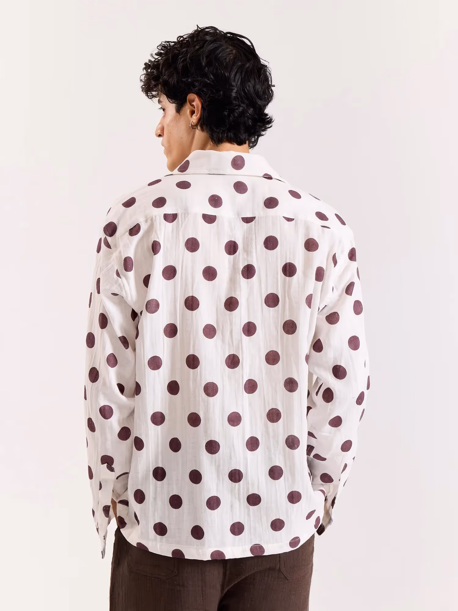 White & Brown Polka Dot Gauze Holiday Shirt image 4