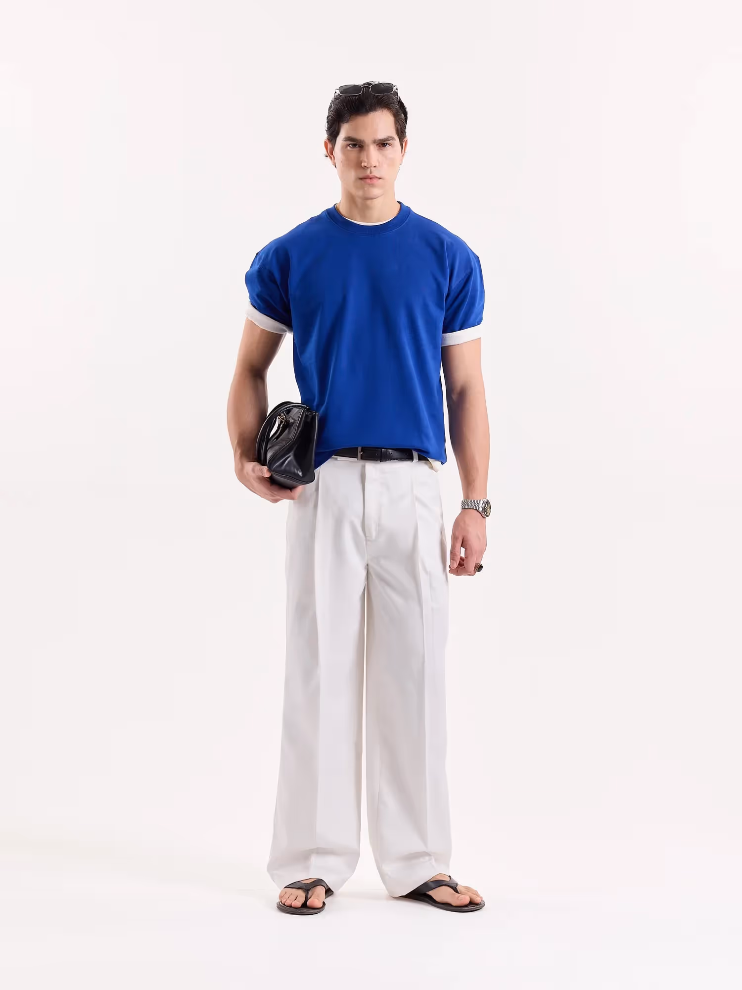 White Baggy Fit Trousers image 1