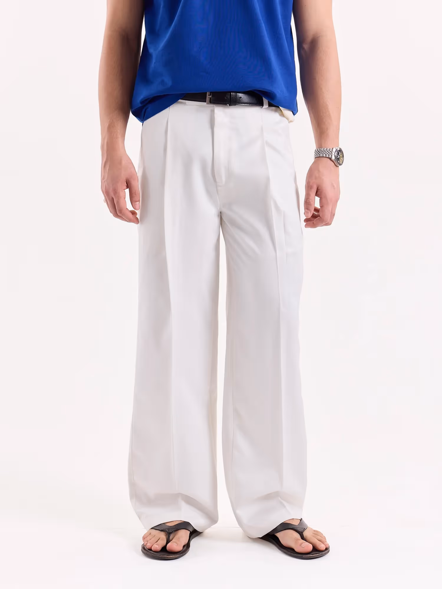 White Baggy Fit Trousers  image 2
