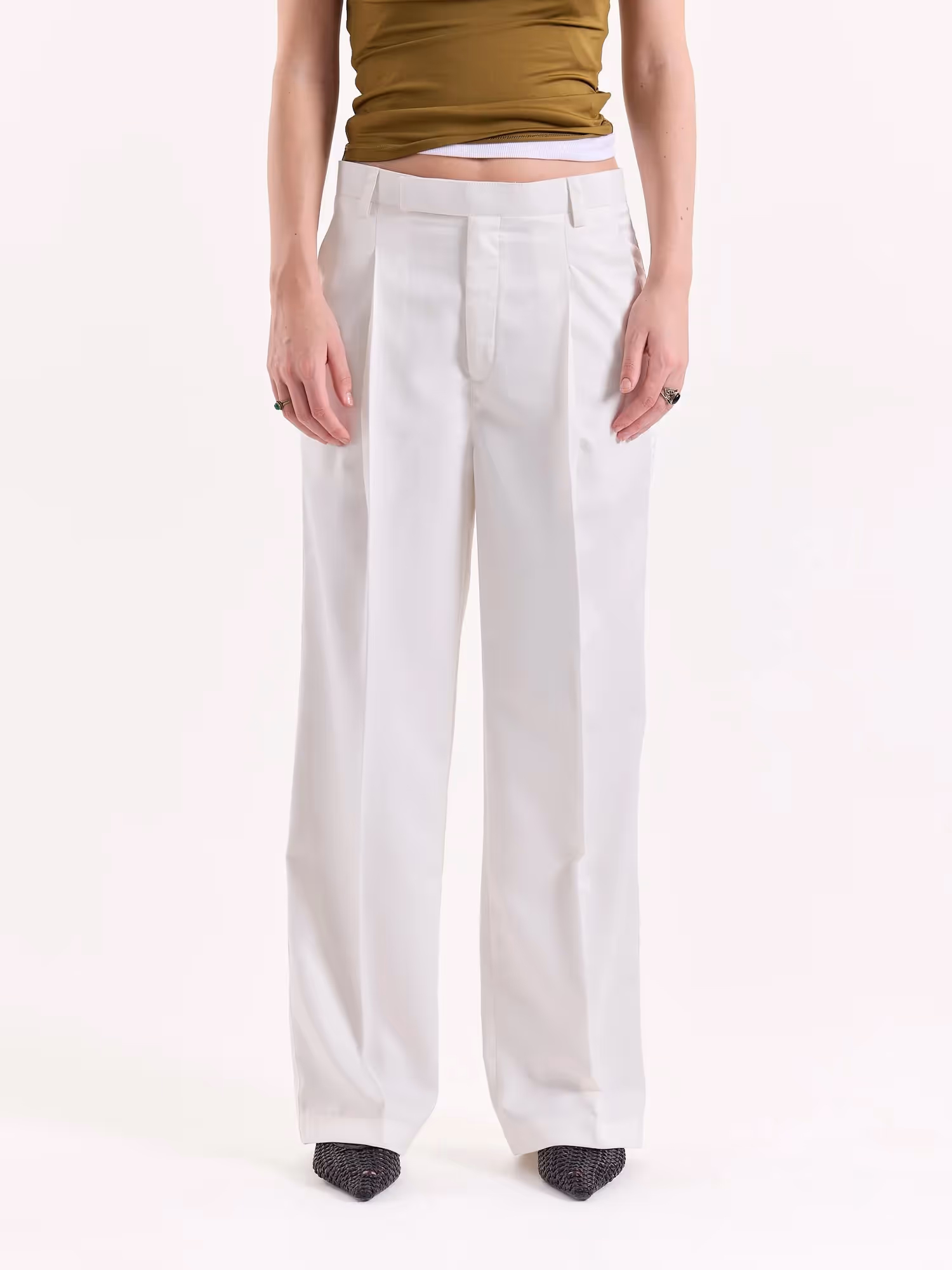 White Baggy Fit Trousers  image 4