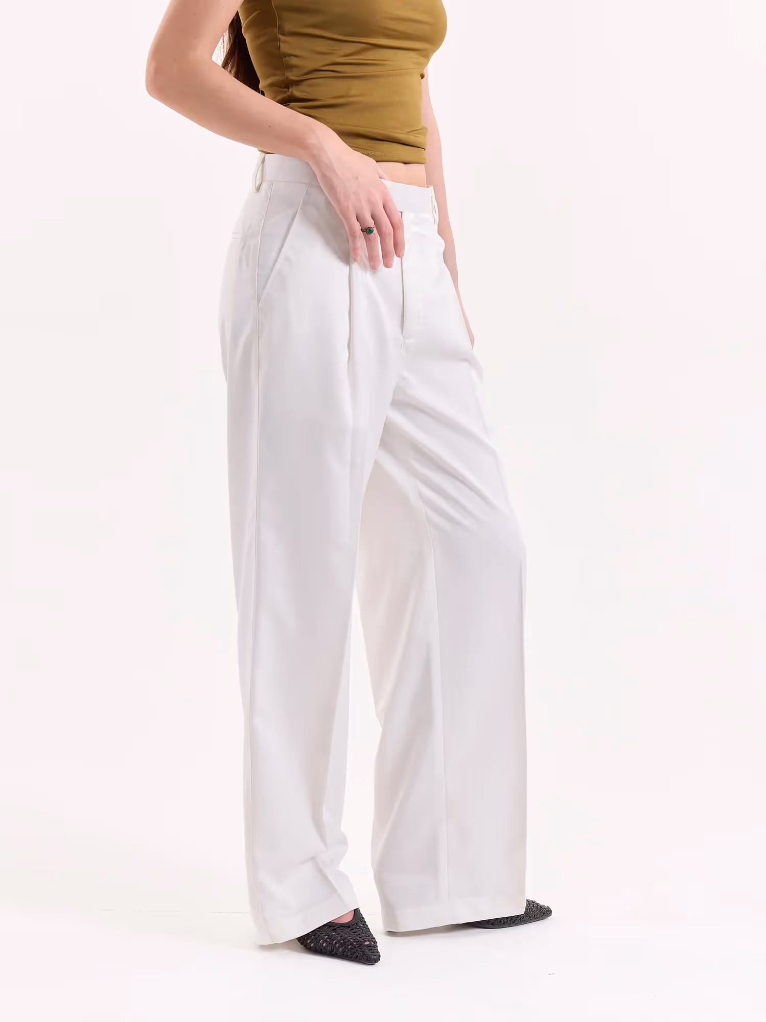 White Baggy Fit Trousers  image 5