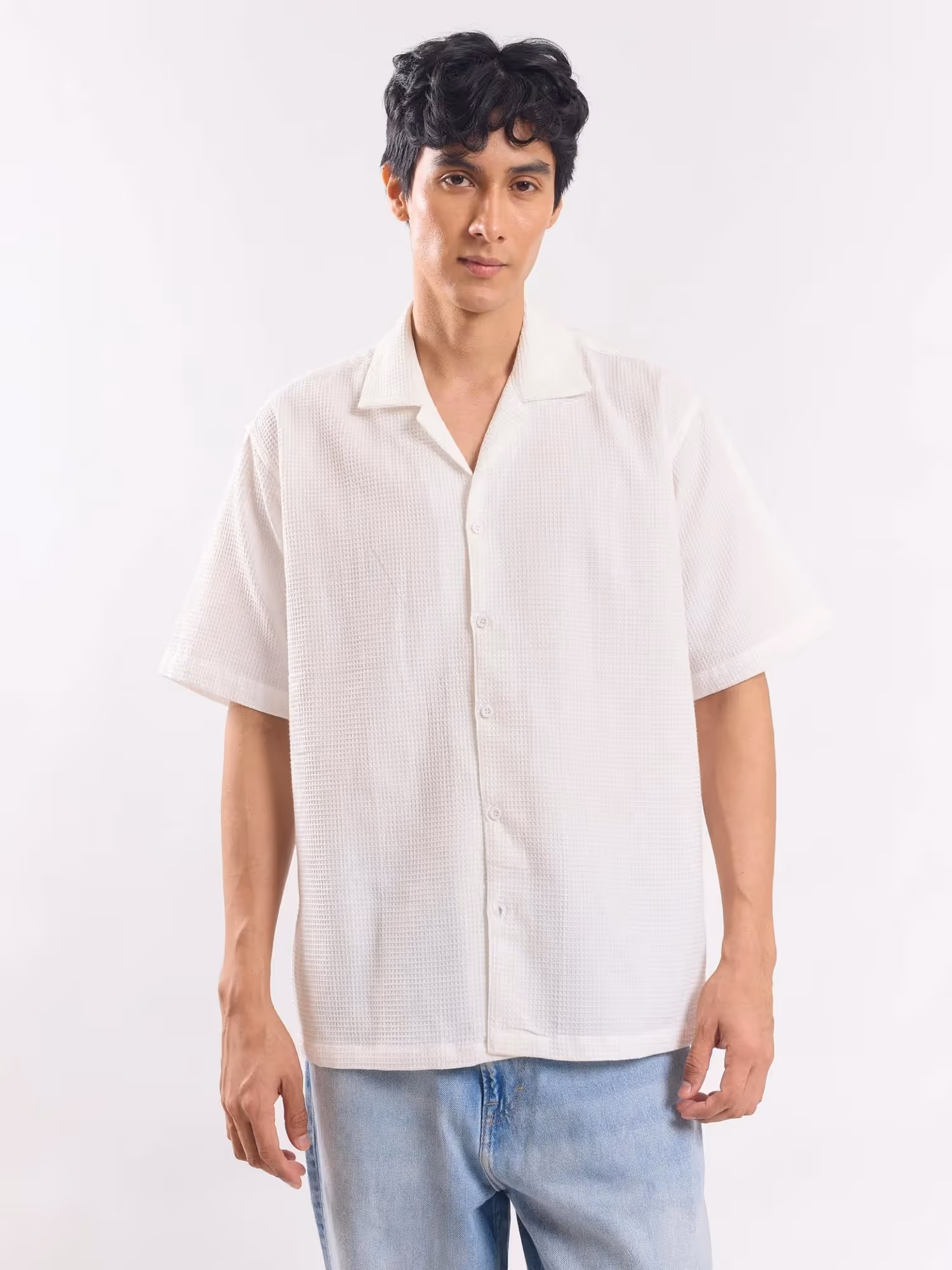 White Dobby Textured Shirt  image 1