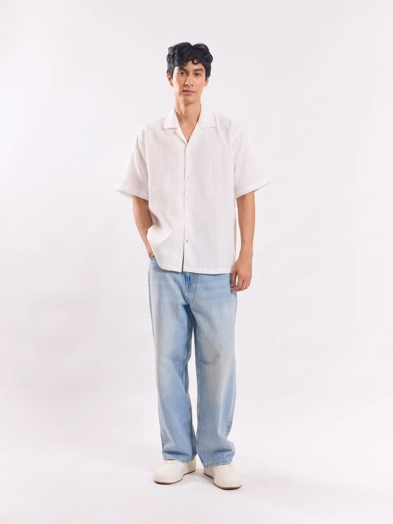 White Dobby Textured Shirt image 2