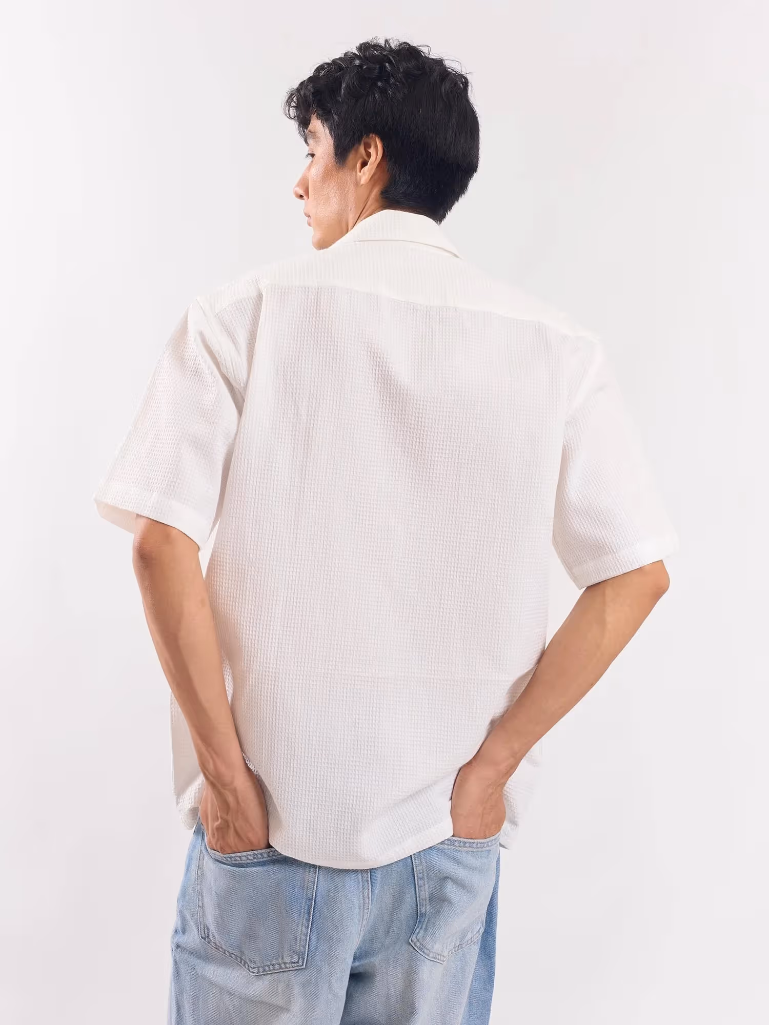White Dobby Textured Shirt image 6