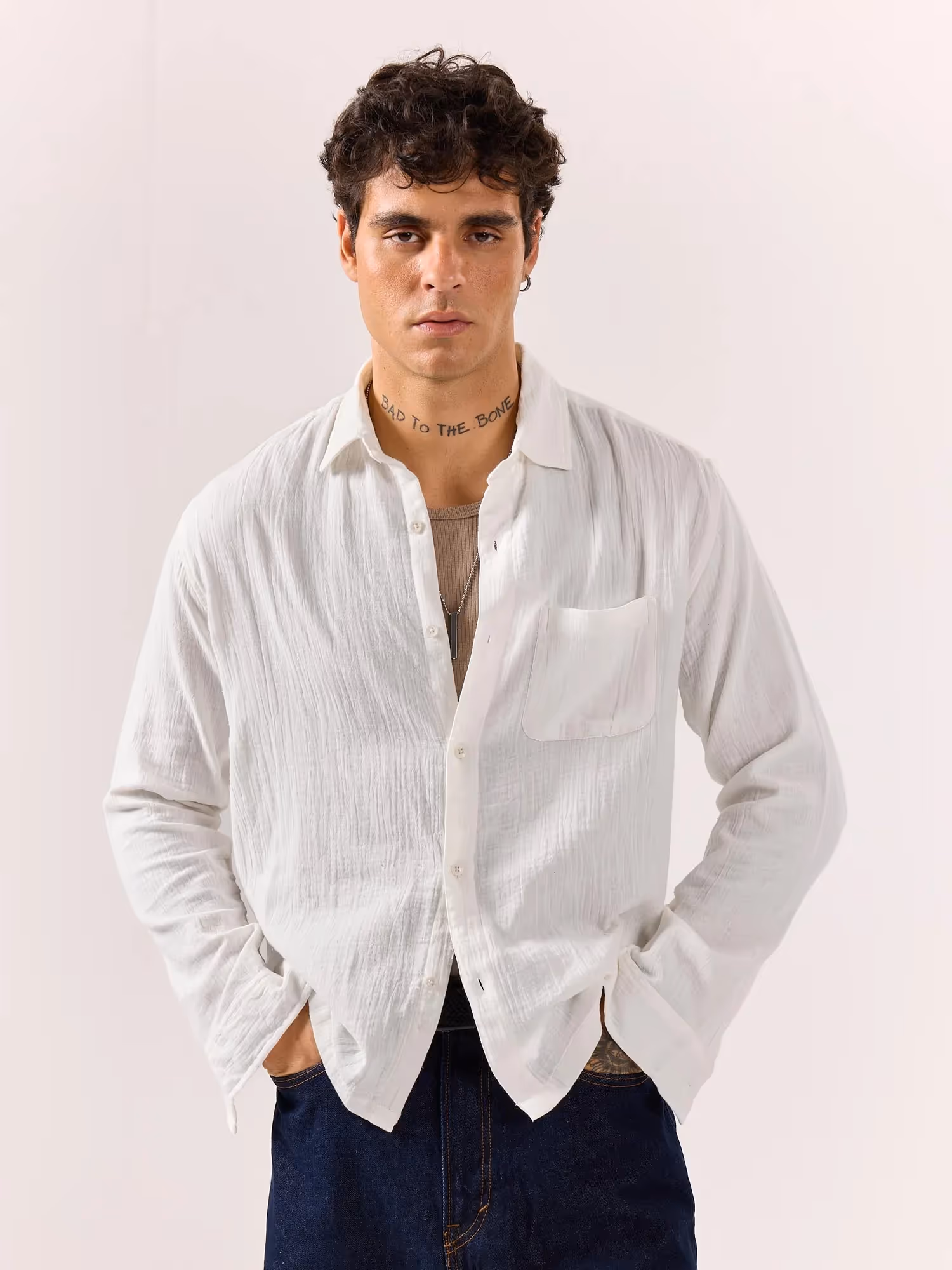 White Gauze Holiday Shirt  image 5