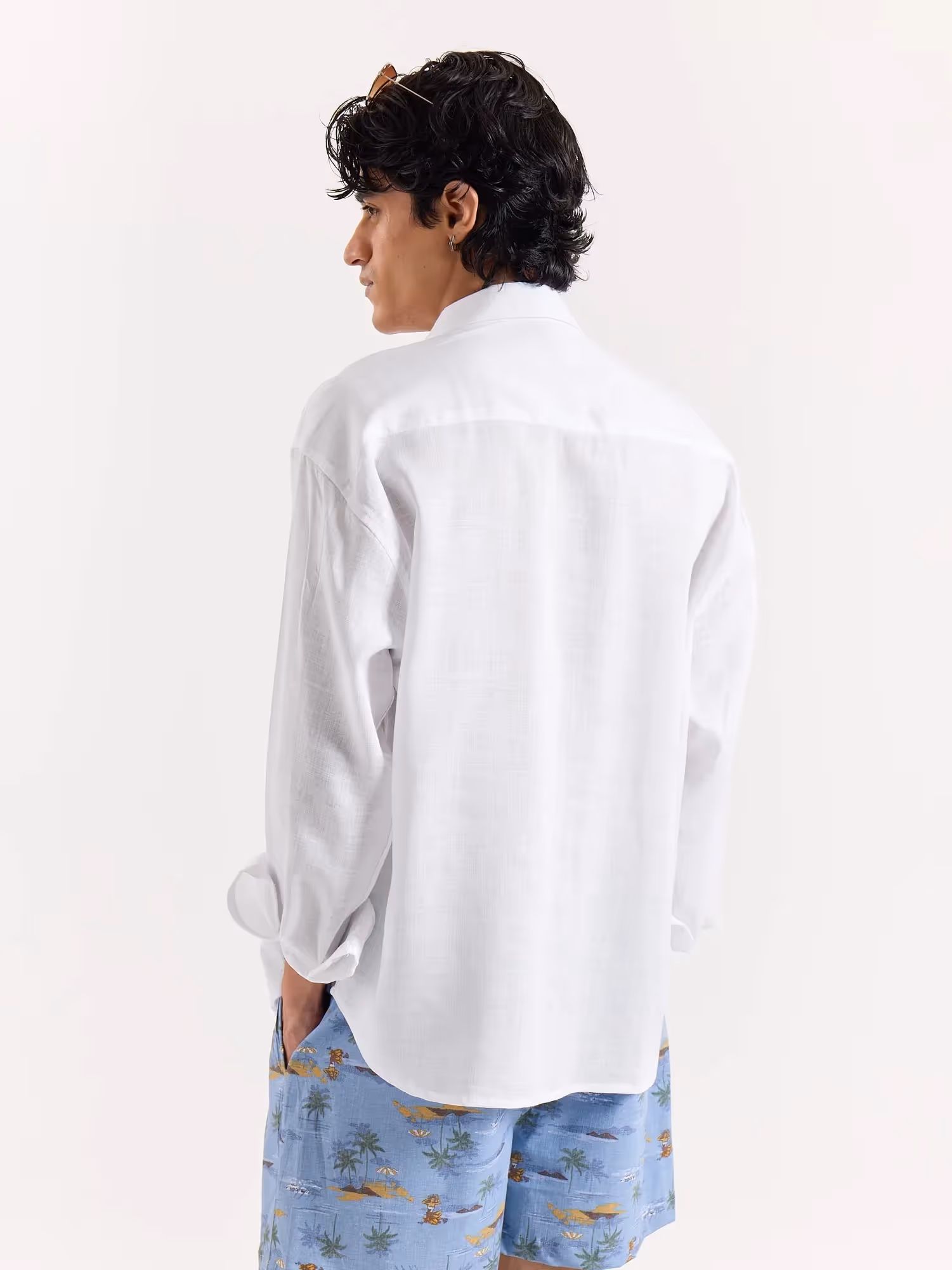 White Linen Cropped Shirt image 4