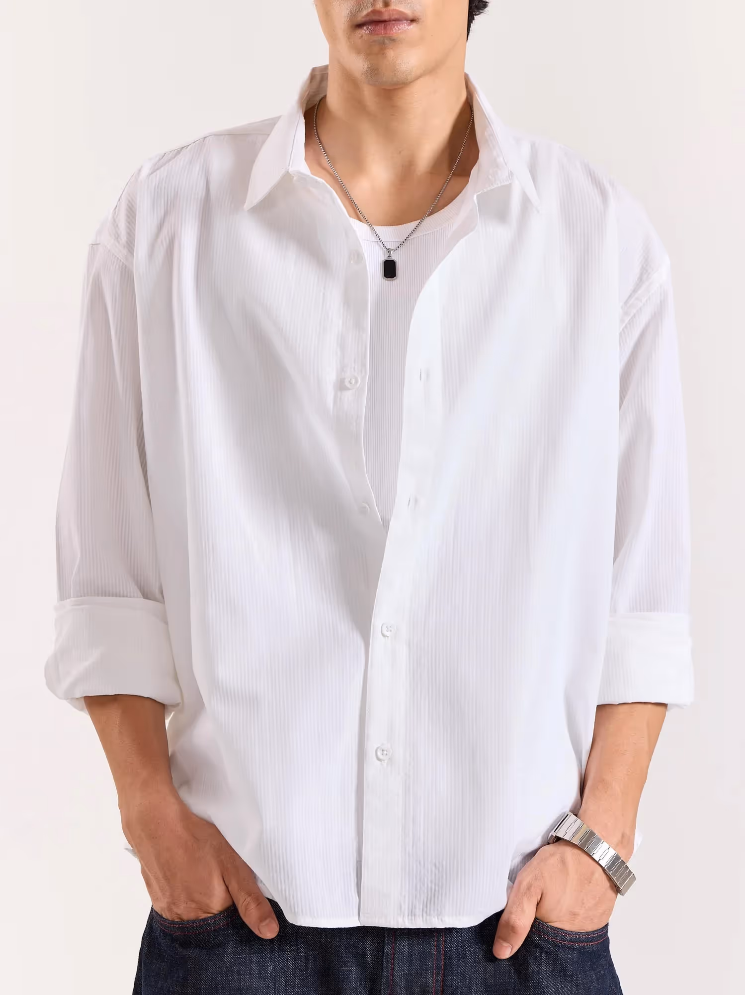 White Seersucker Holiday Shirt  image 2
