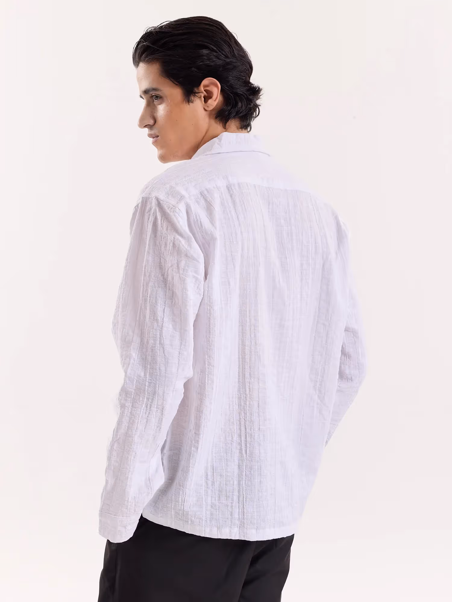 White Textured Cropped Shirt  image 8