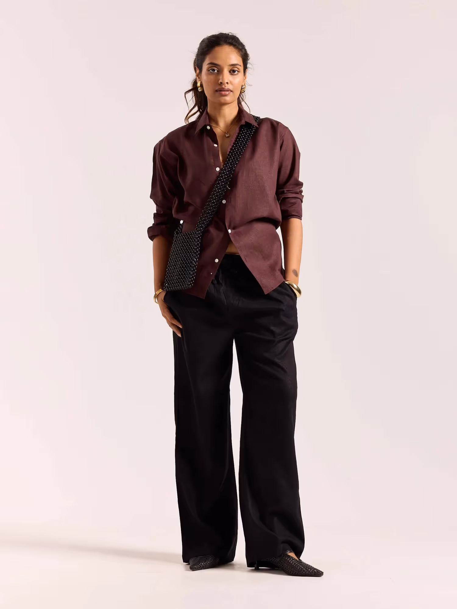 Wine Linen-blend Shirt image 2