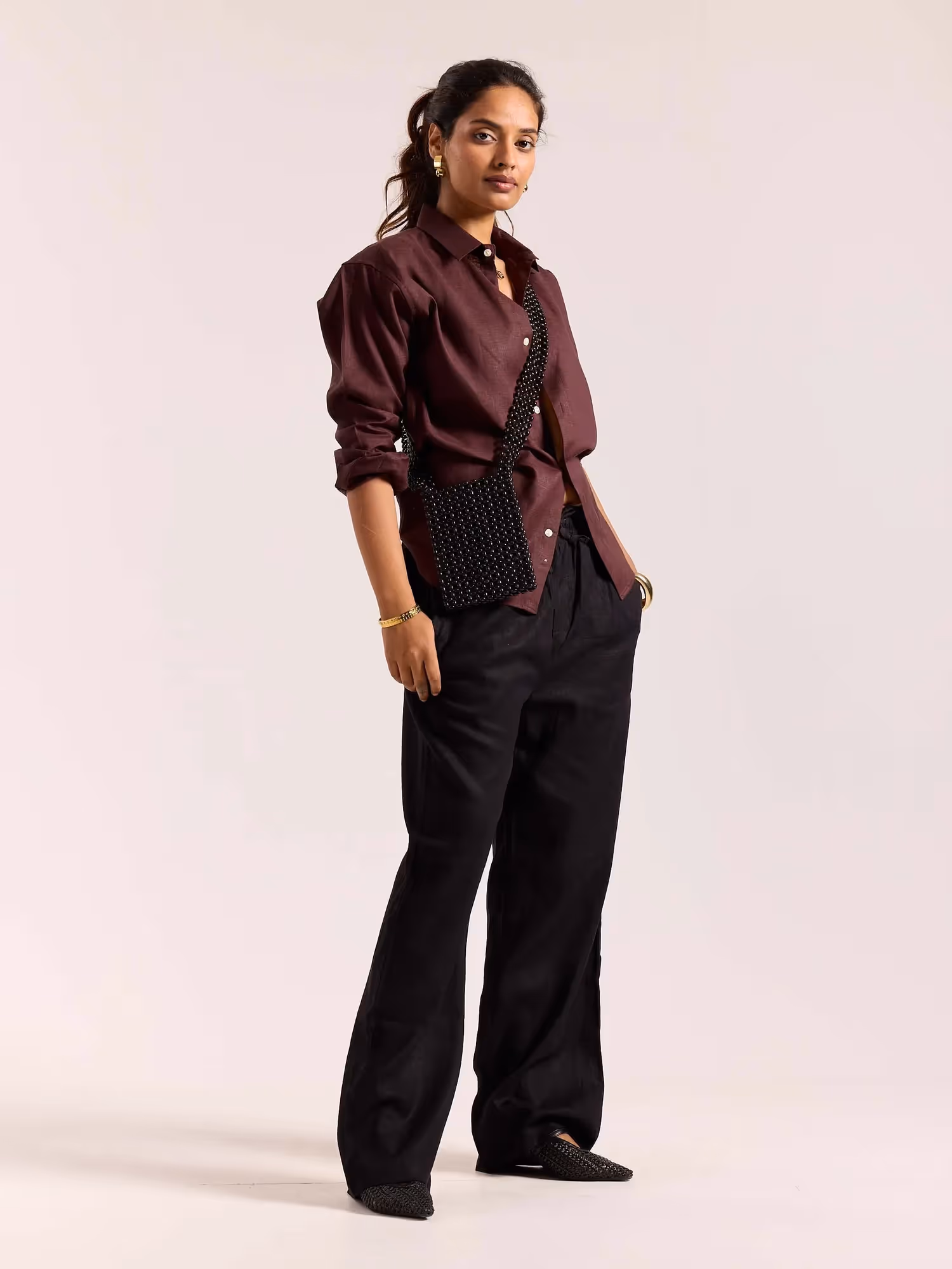 Wine Linen-blend Shirt image 5