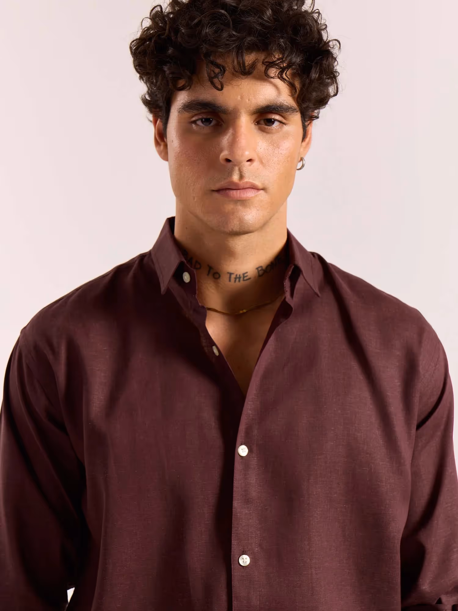 Wine Linen-blend Shirt image 6