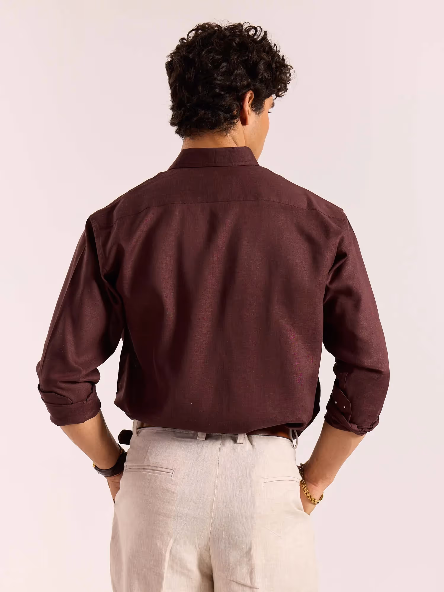 Wine Linen-blend Shirt image 8