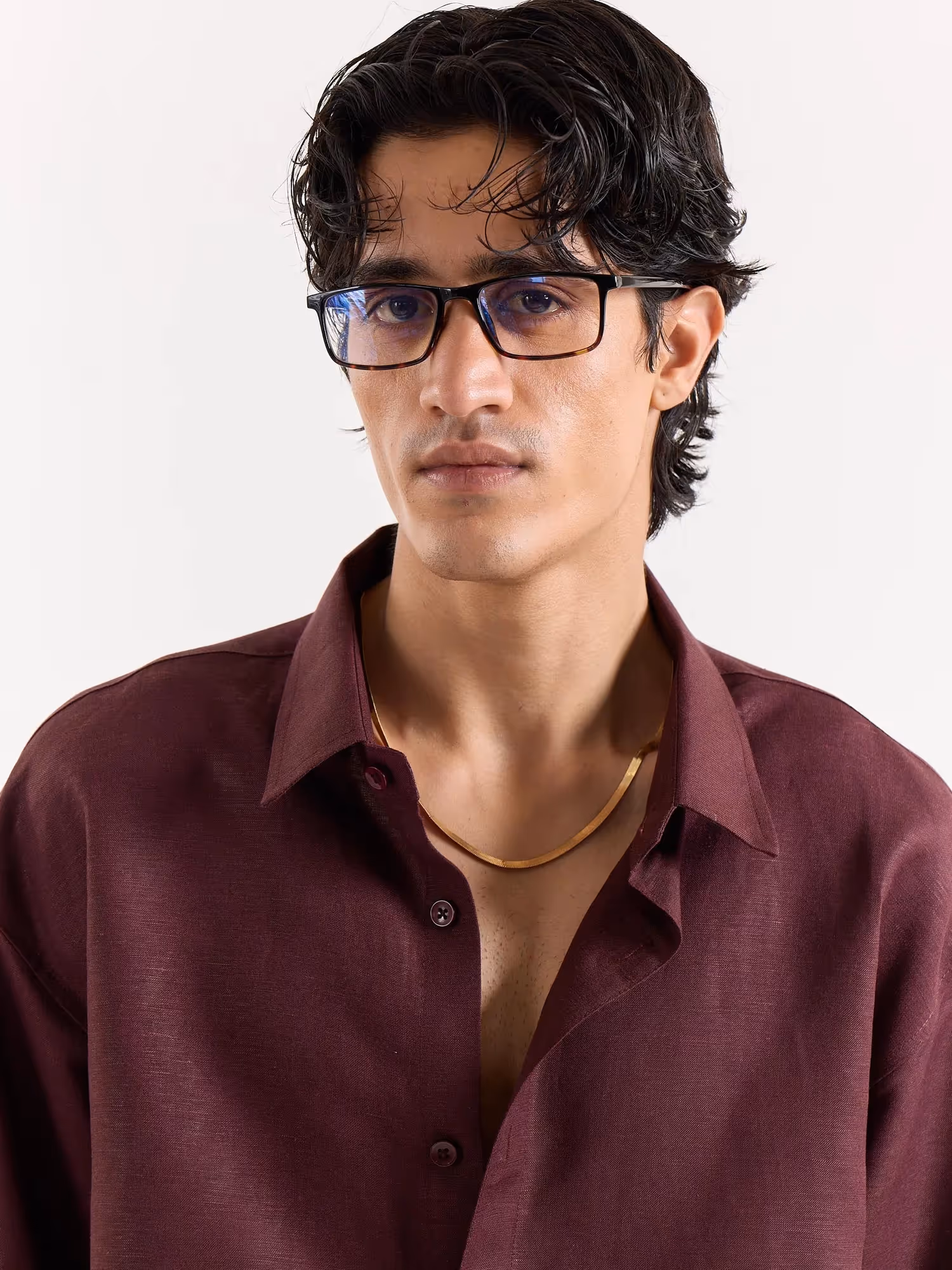 Wine Linen Cropped Shirt image 5