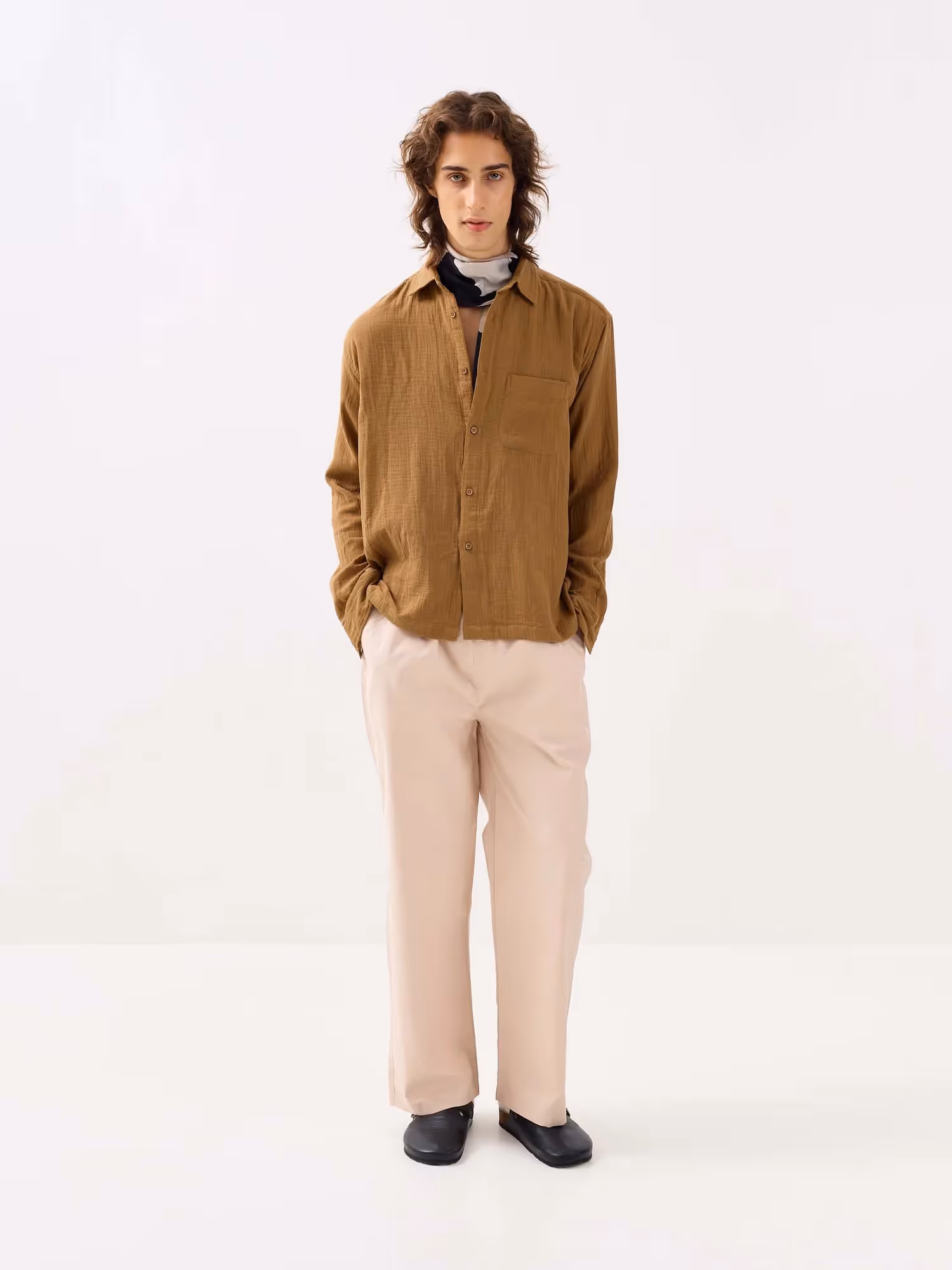 Wood Brown Gauze Holiday Shirt image 1