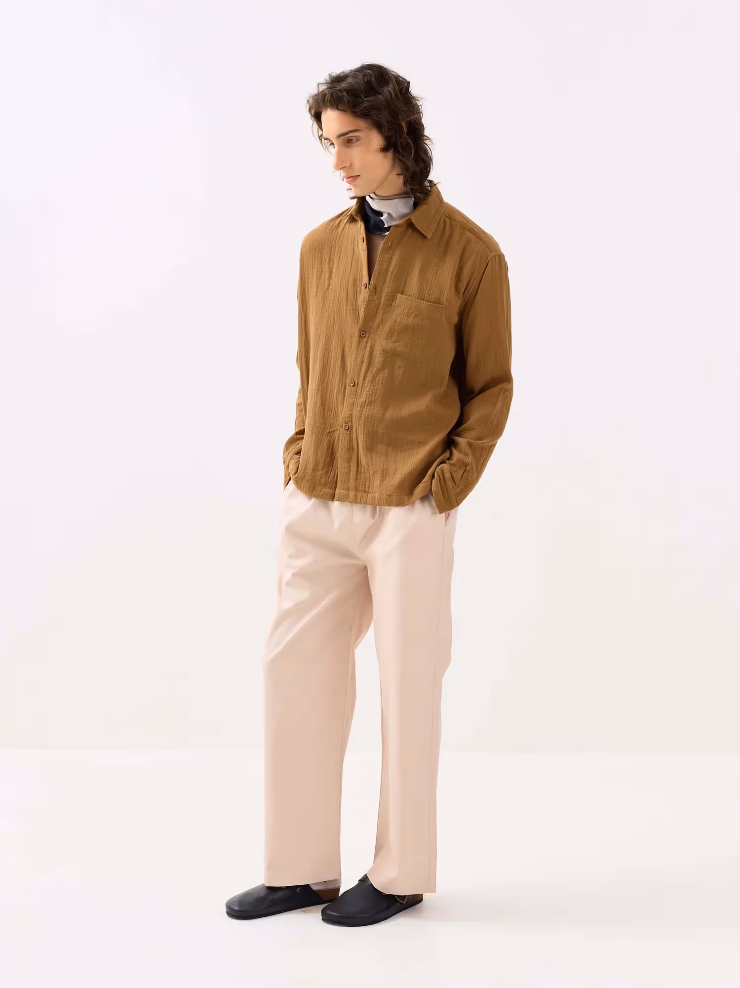 Wood Brown Gauze Holiday Shirt image 5