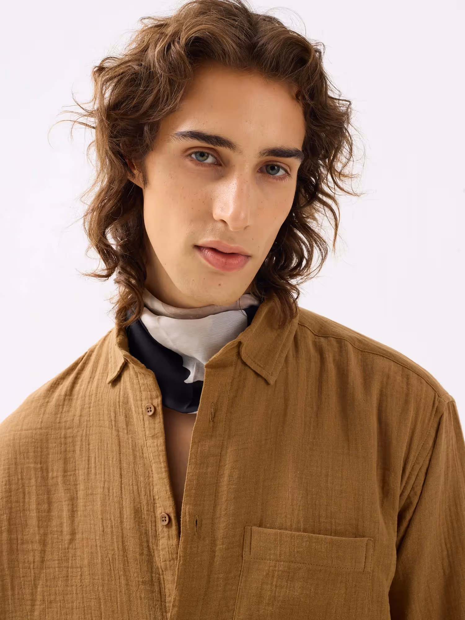 Wood Brown Gauze Holiday Shirt image 6