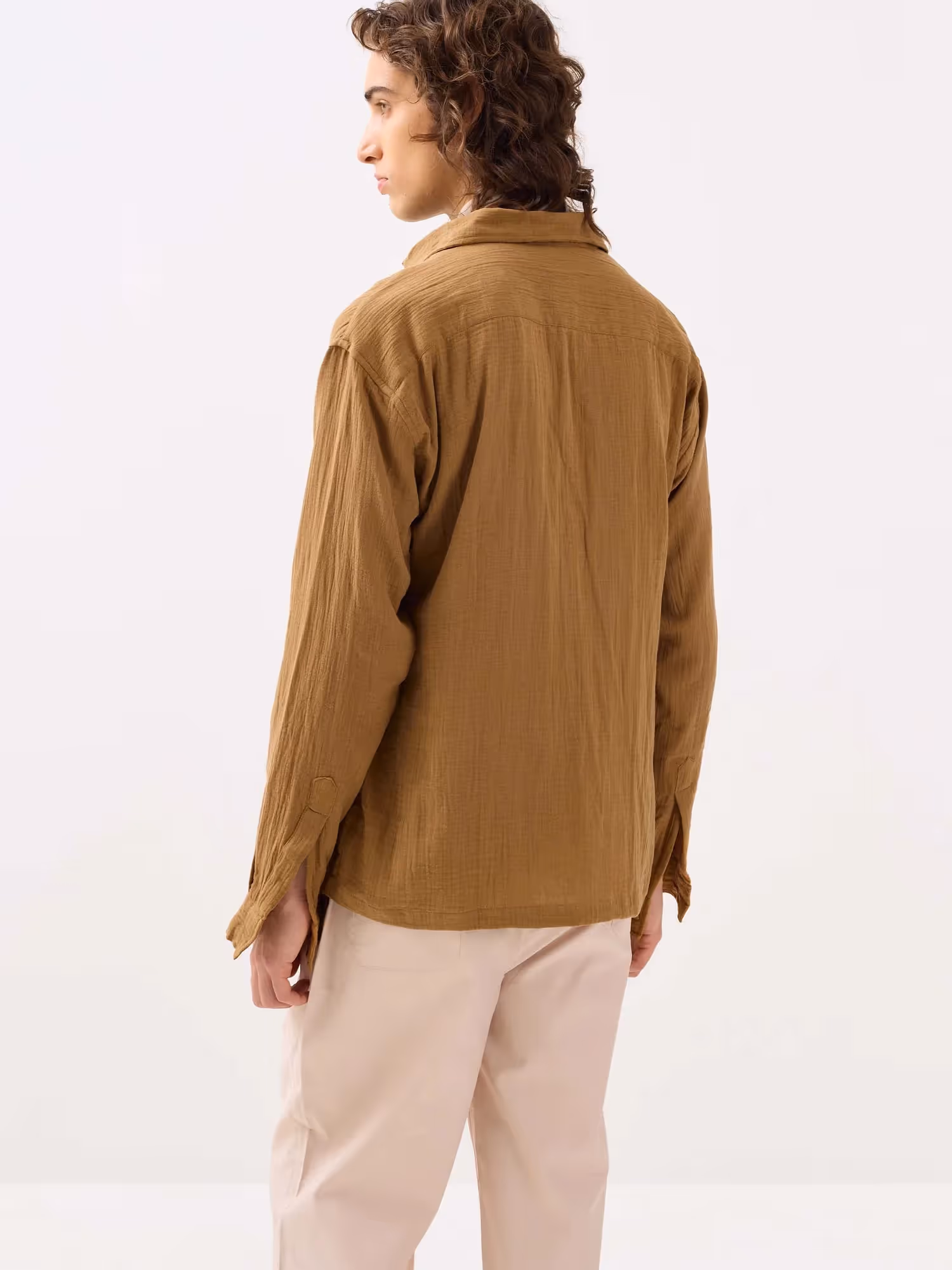 Wood Brown Gauze Holiday Shirt image 7