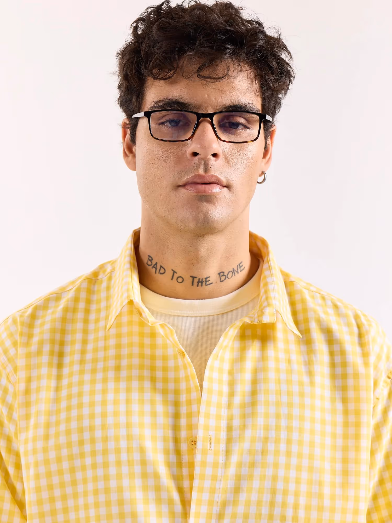 Yellow & White Checkered Poplin Oversized Shirt image 5