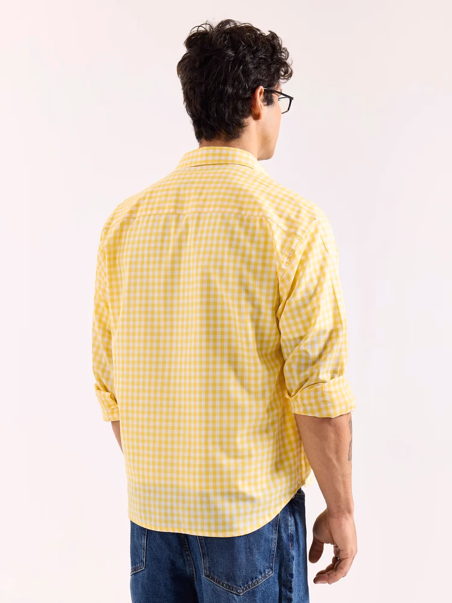 Yellow & White Checkered Poplin Oversized Shirt image 8