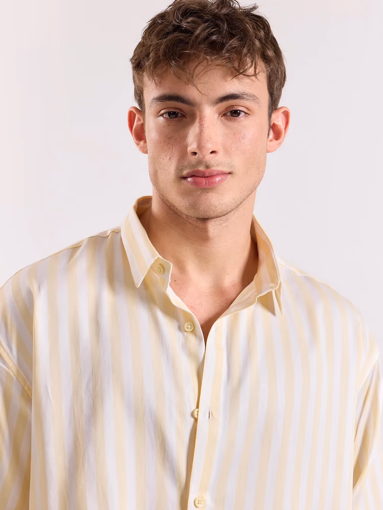 Yellow & White Striped Drape Shirt image 4