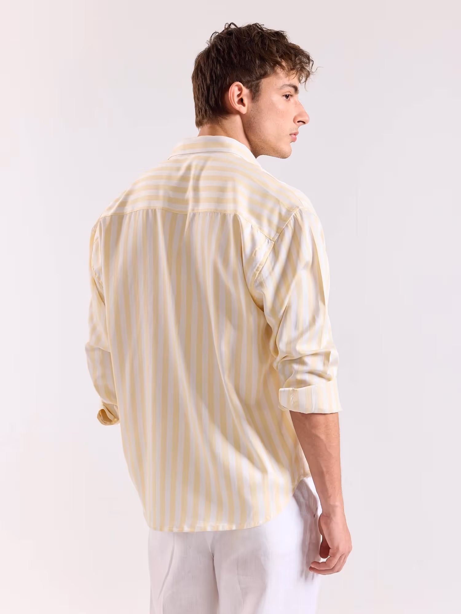 Yellow & White Striped Drape Shirt image 6