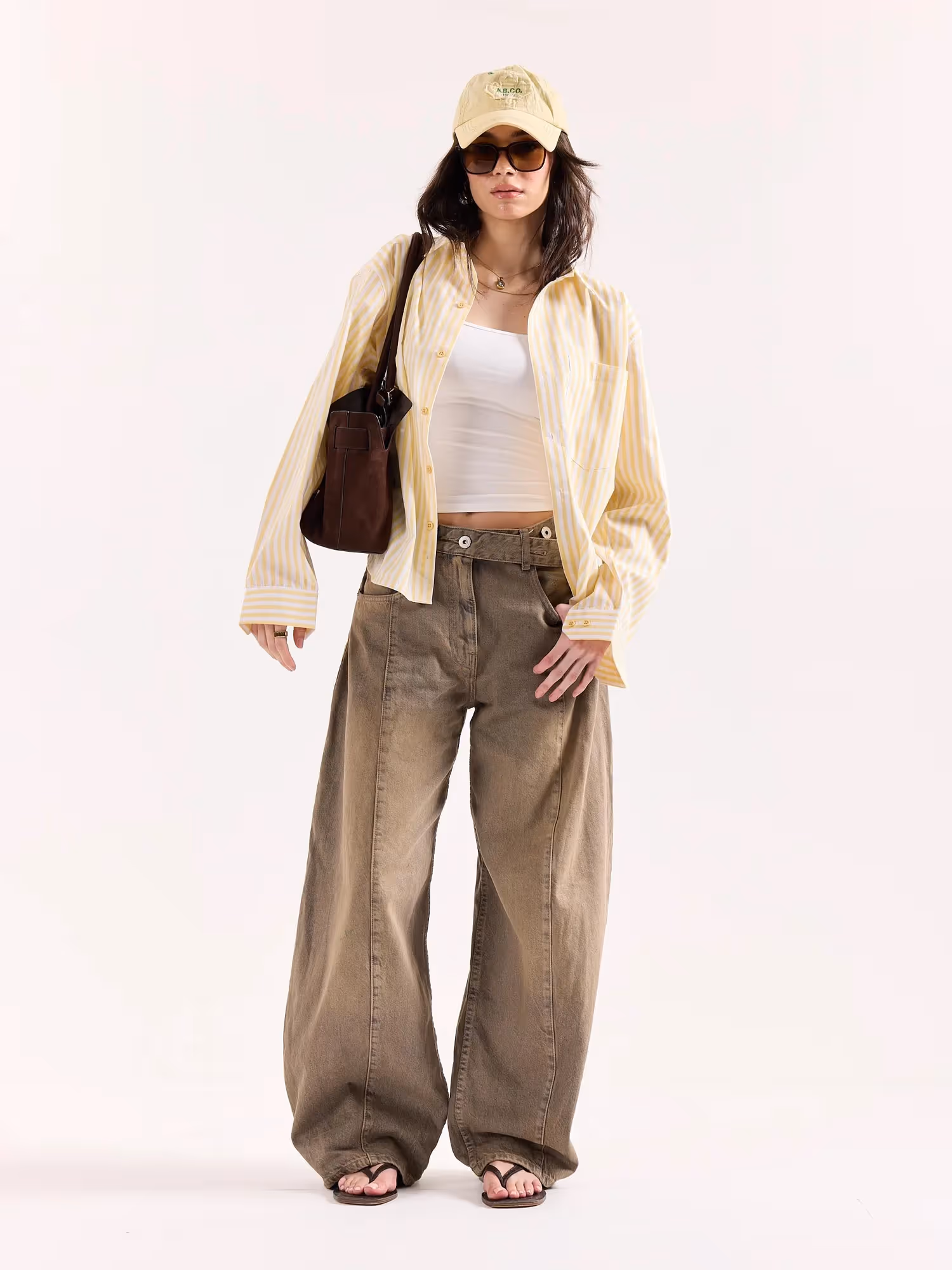 Yellow & White Striped Poplin Oversized Shirt image 2