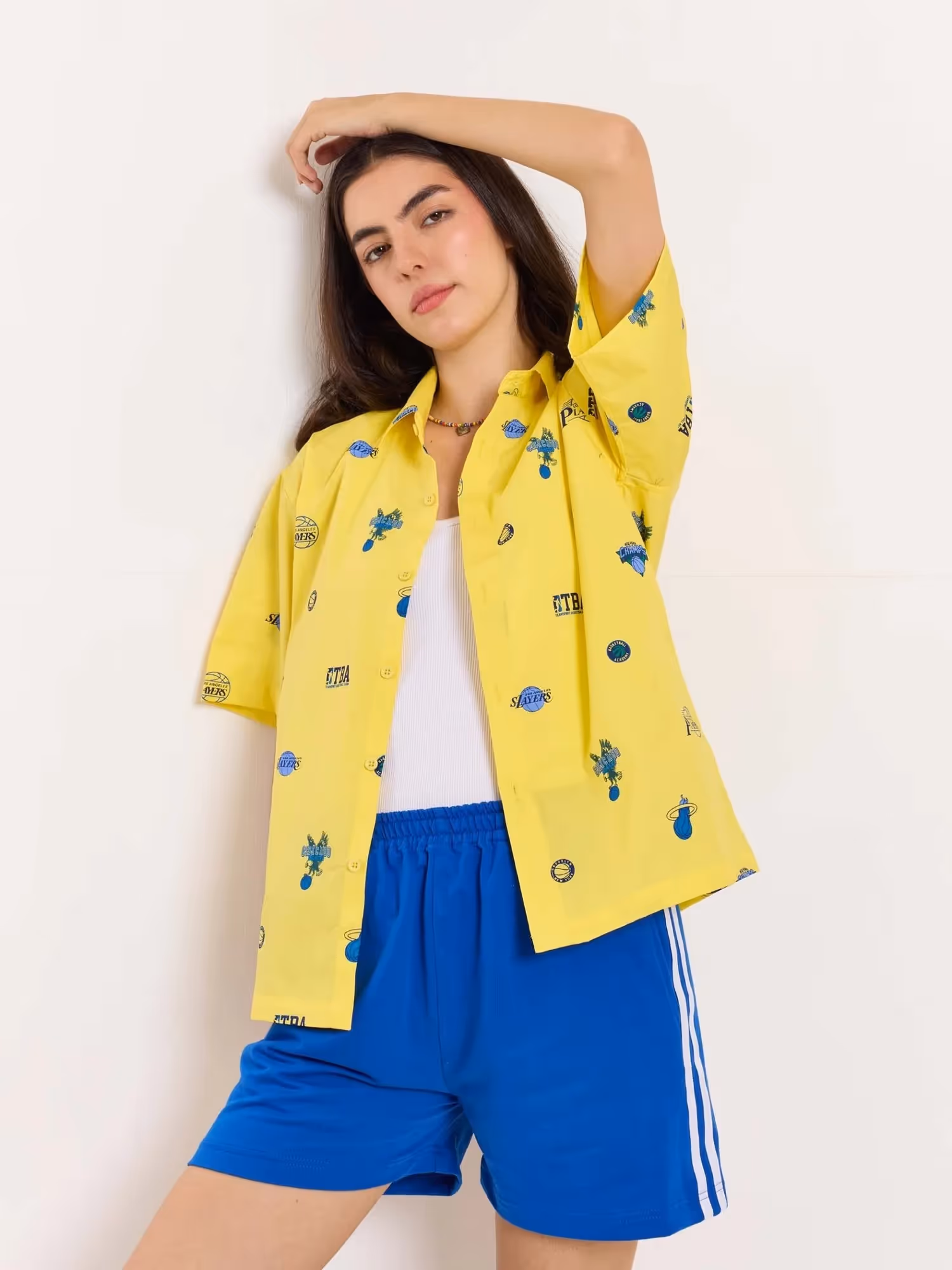 Yellow Bowling Shirt Cropped Fit image 8