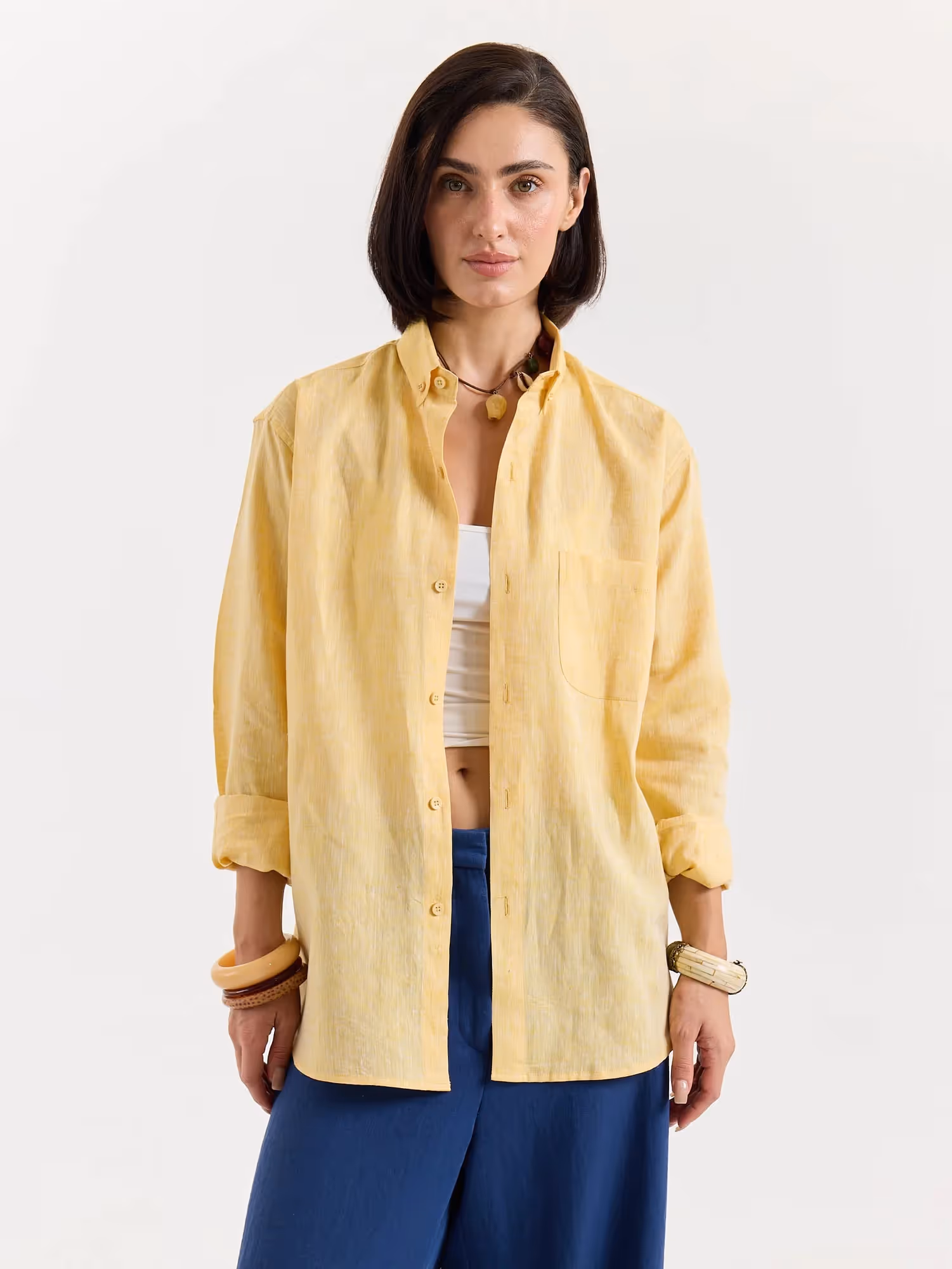 Yellow Chambray Linen Shirt  image 4