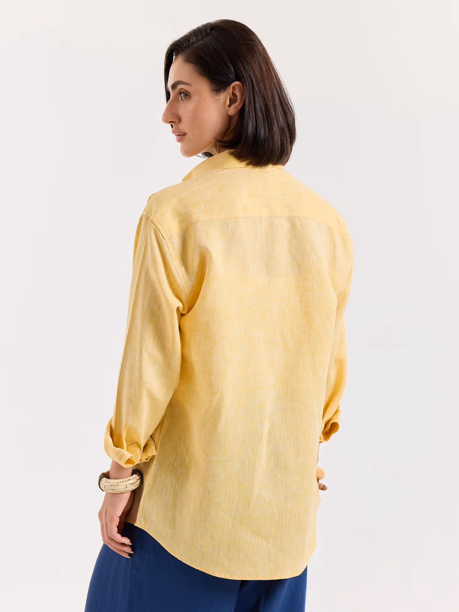 Yellow Chambray Linen Shirt  image 7