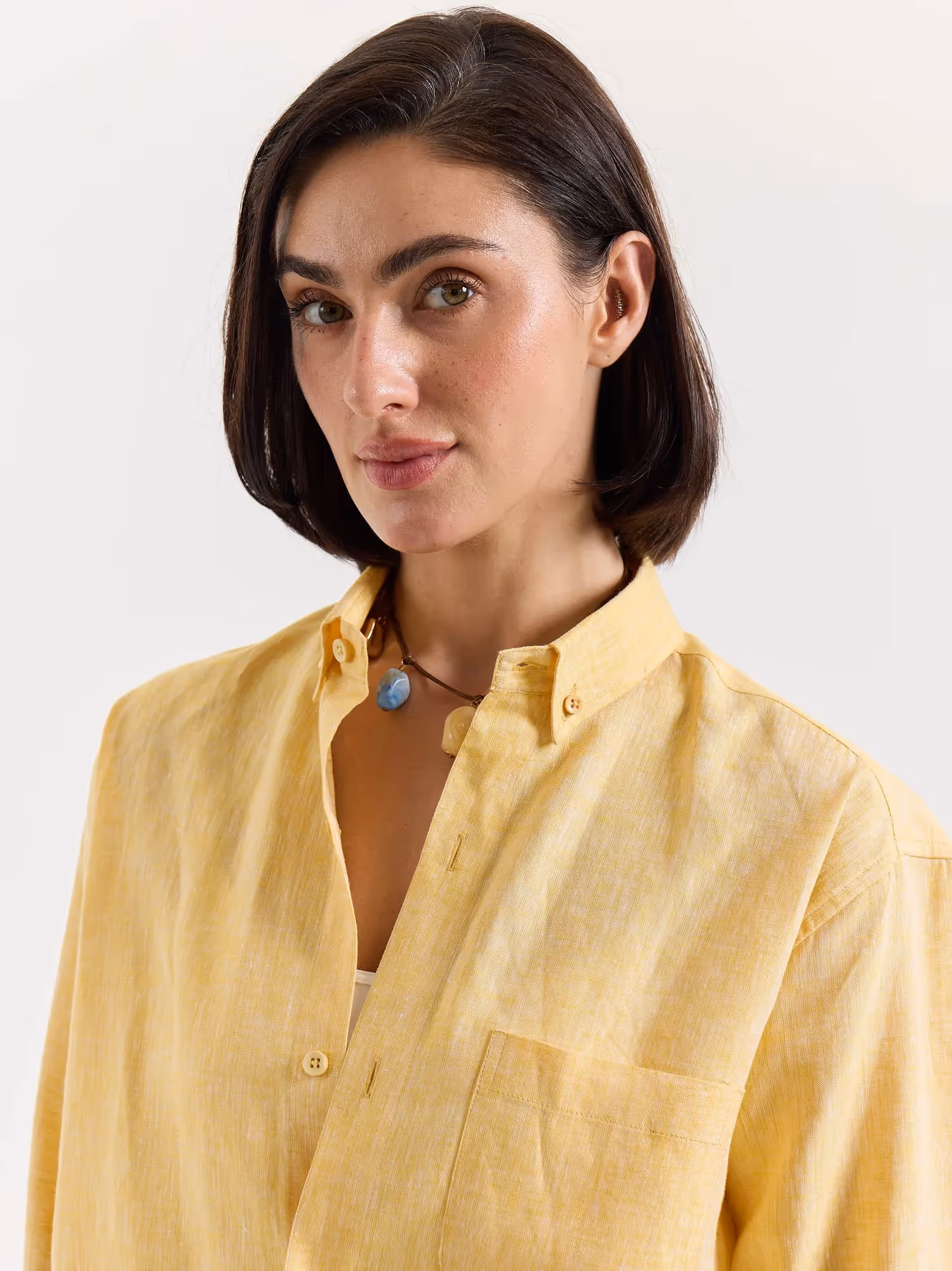 Yellow Chambray Linen Shirt  image 8