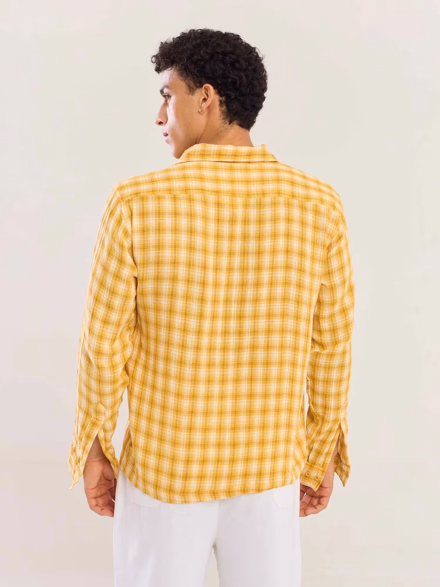 Yellow Checked Gauze Holiday Shirt image 8