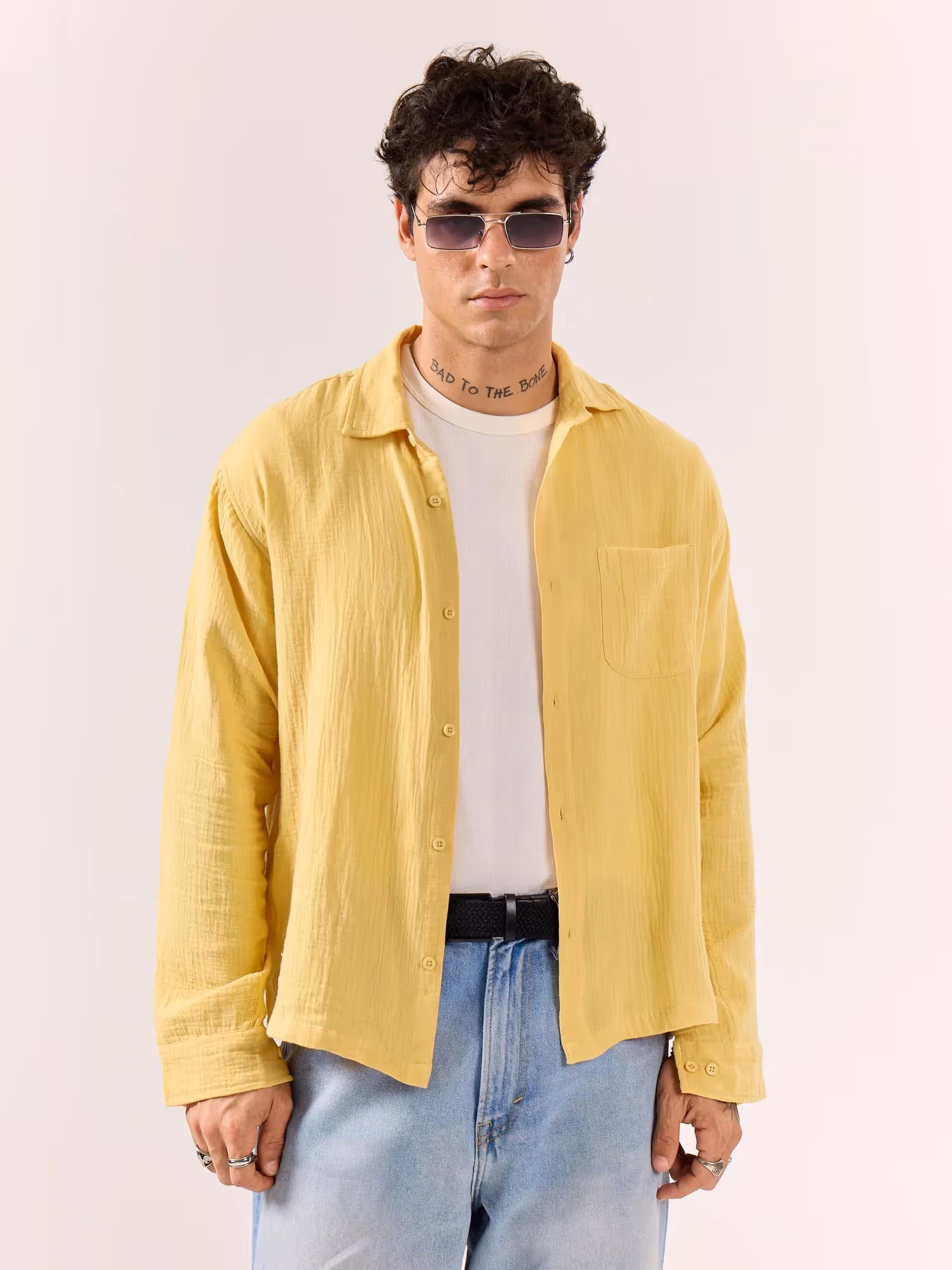 Yellow Gauze Holiday Shirt image 5