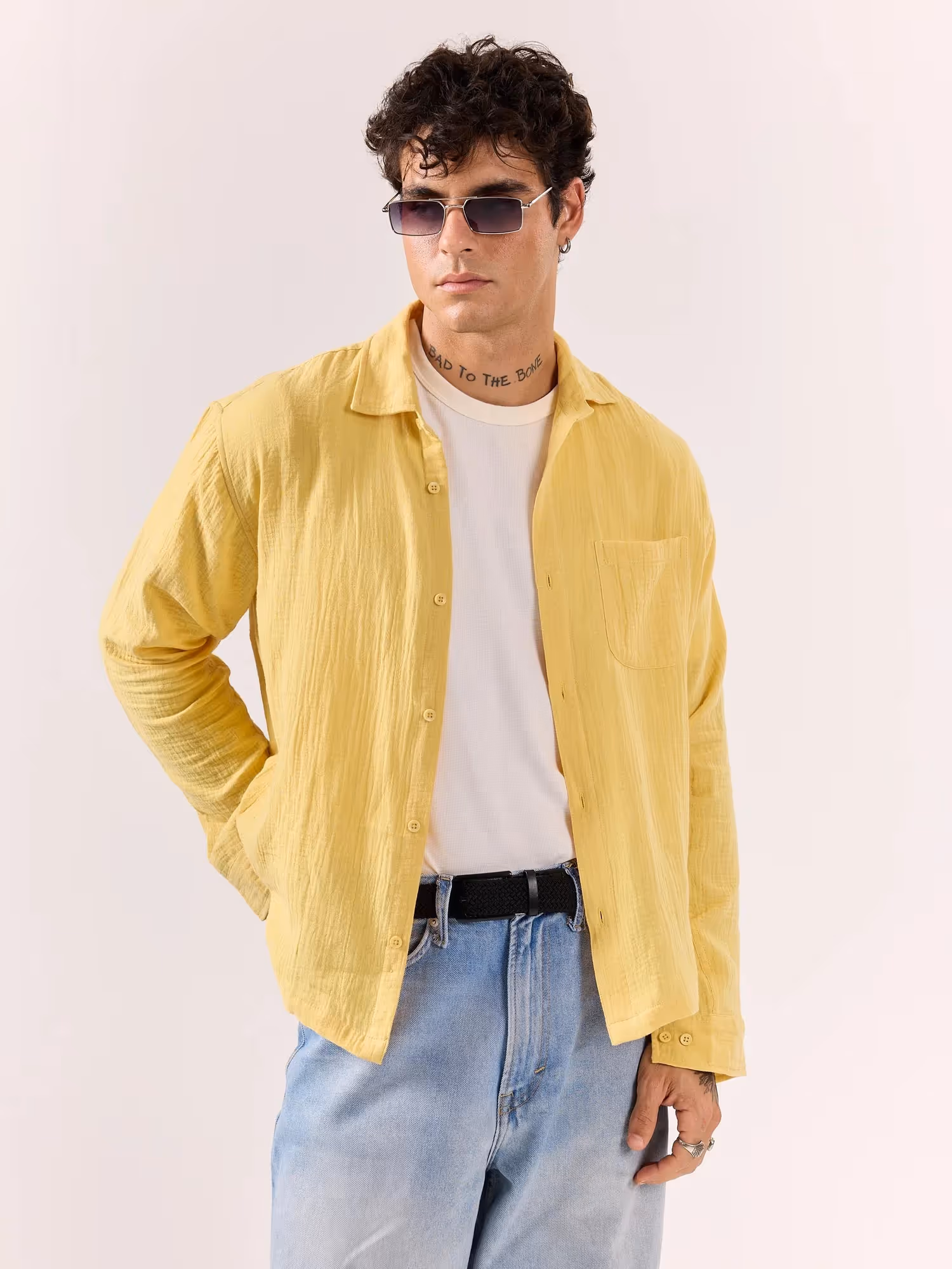 Yellow Gauze Holiday Shirt image 6